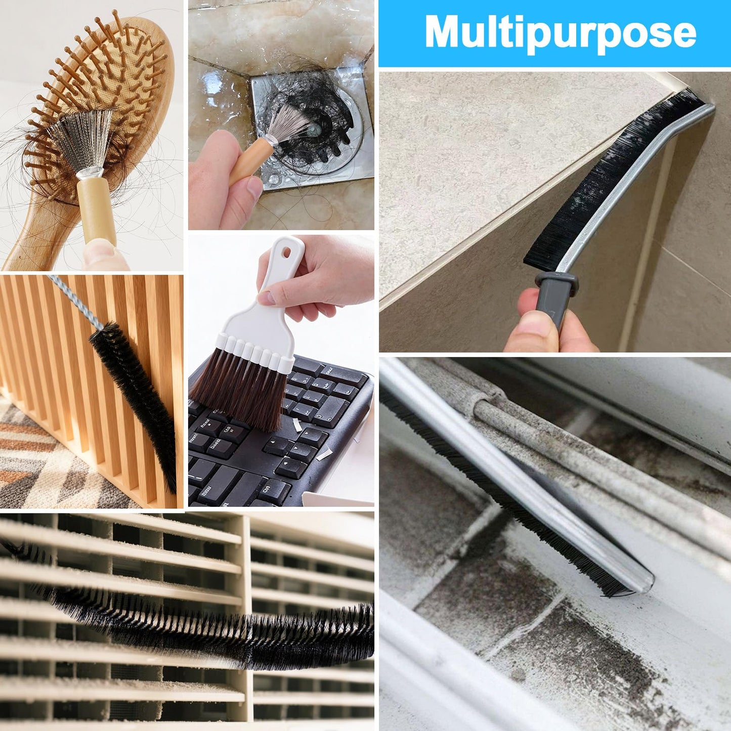 XANGNIER Refrigerator Coil Cleaning Brush Kit,5 Pack Fridge Coil Cleaner Tools Accessories,Sewer Drain Cleaner Brush for Toilet,Sink, Dryer Vent,Pipe,Shower,Appliance,Long Flexible Drain Brush