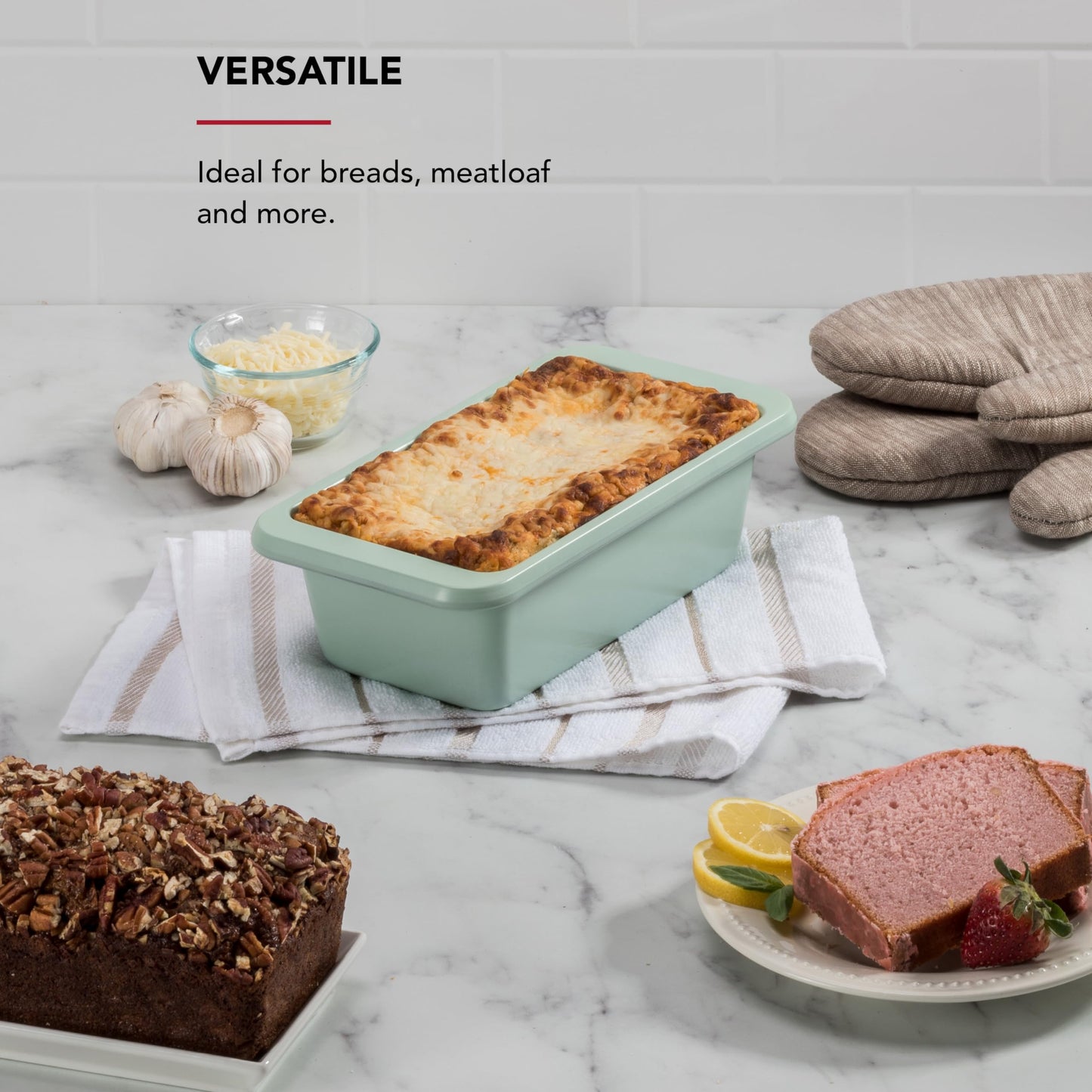 KitchenAid Nonstick Aluminized Steel Loaf Pan, Dishwasher Safe, 9 x 5 Inch, Ink Pistachio
