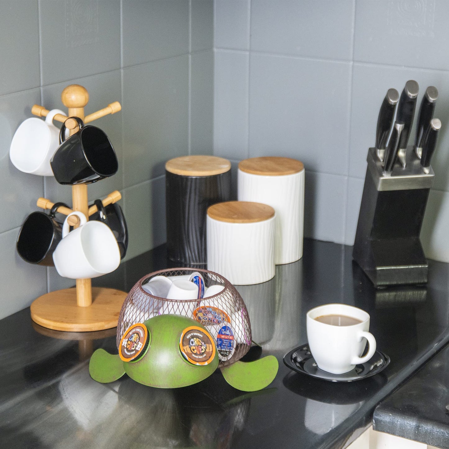 Made Easy Kit Coffee Pod Organizer - Home Coffee Bar Functional Décor - Café Station Countertop Storage Accessories (Sea Turtle)