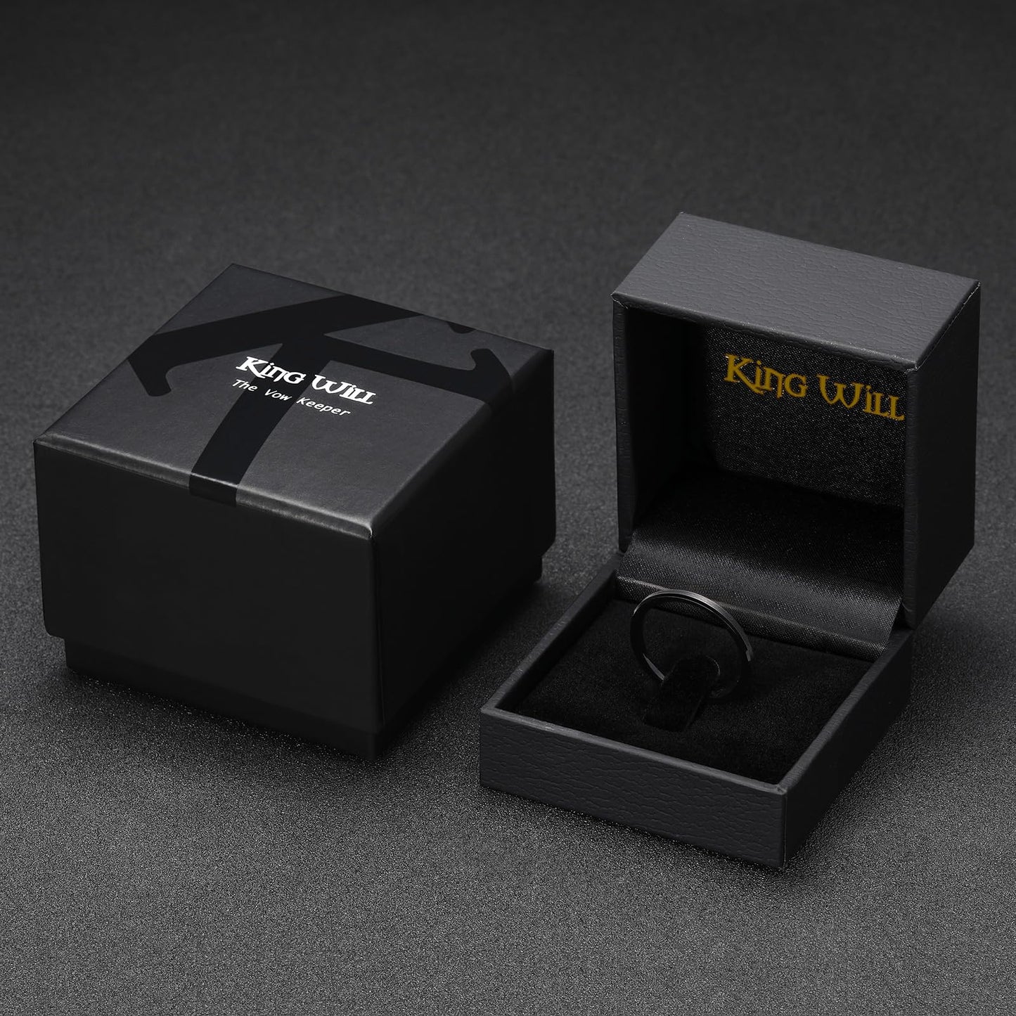 King Will 2mm Black Tungsten Men's Wedding Band - Brushed Matte Finish, Beveled Polished Edge, Comfort Fit Size 13