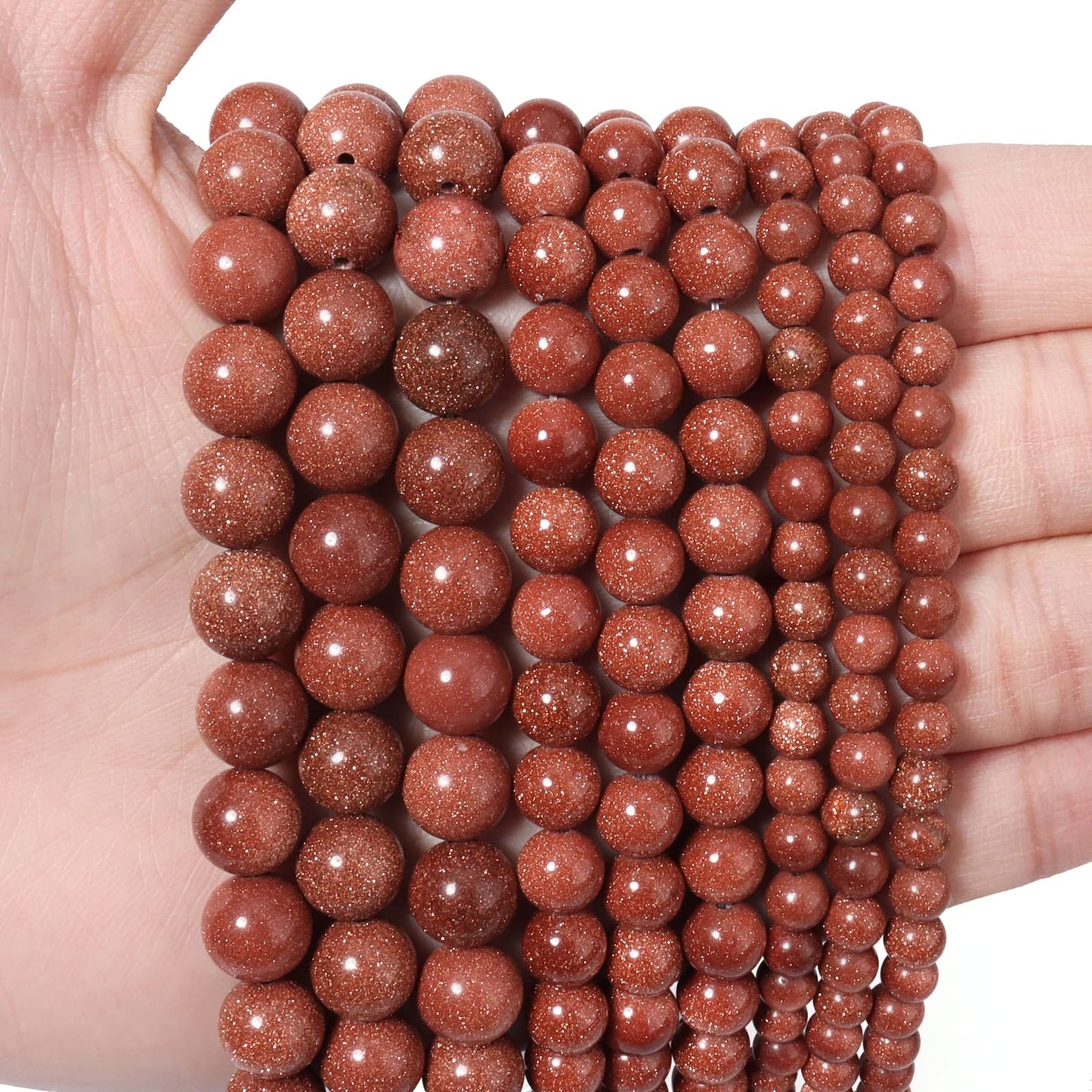 45pcs 8mm Natural Stone Beads Gold Sandstone Beads Energy Crystal Healing Power Gemstone for Jewelry Making, DIY Bracelet Necklace