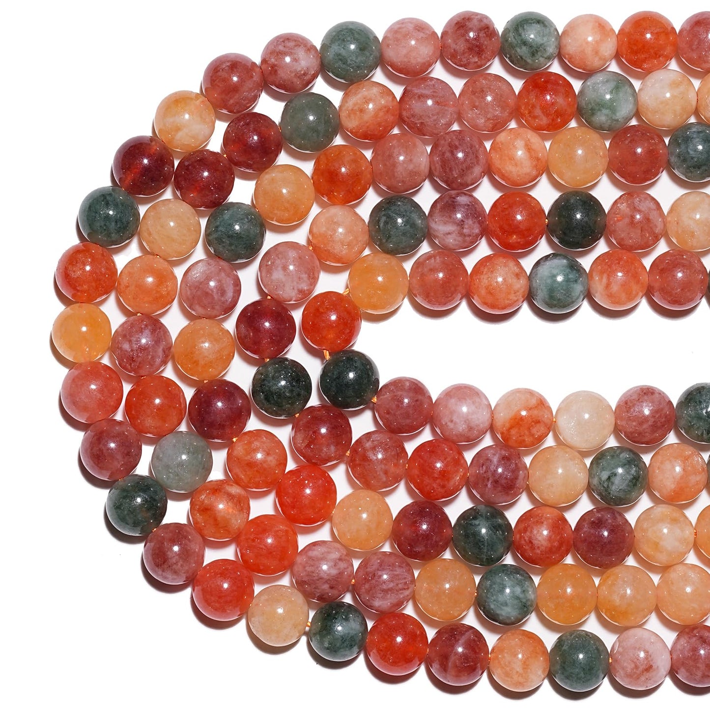 8mm Natural Colorful Rabbit Hair Crystal Gemstone Beads Polished Round Smooth Stone Beads for Bracelets Jewelry Making 15inch Loose Beads