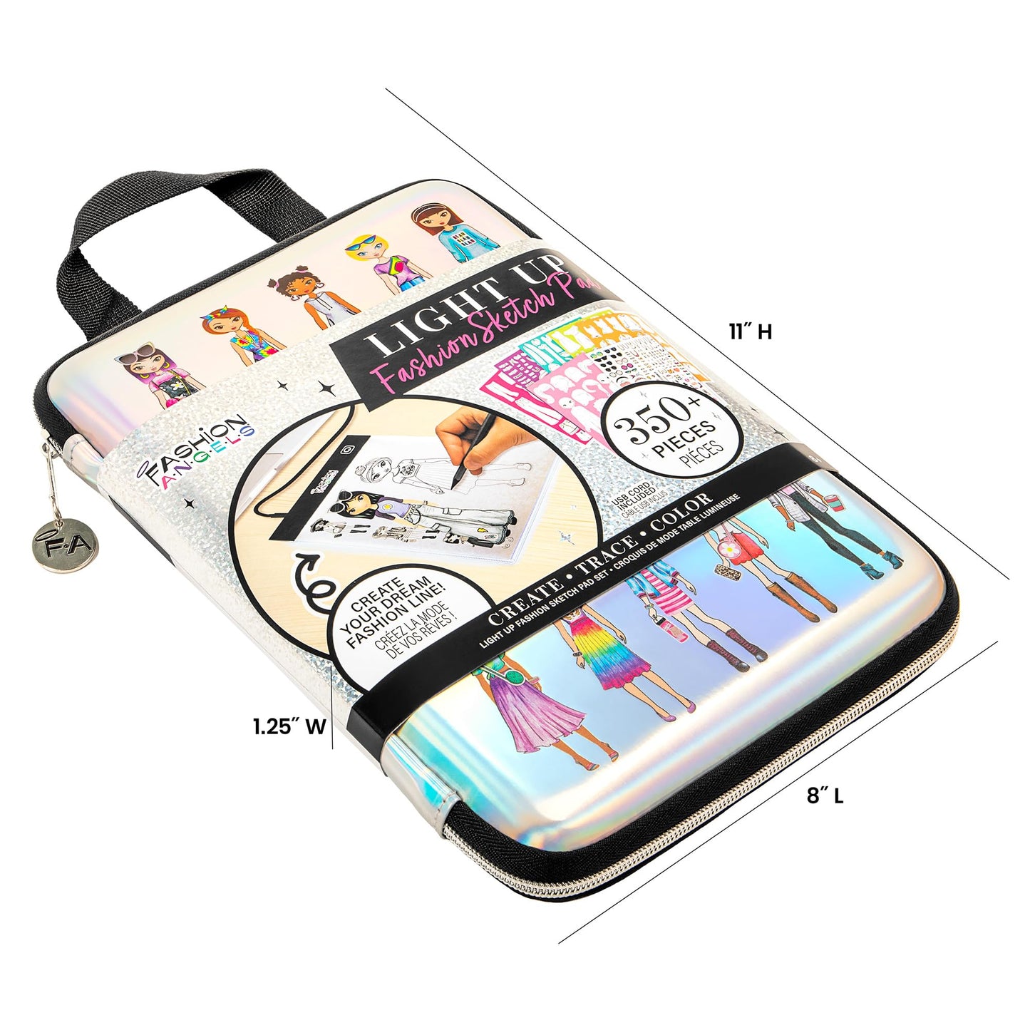 Fashion Angels Fashion Design Light Up Sketch & Tracing Pad, Includes Holographic Carrying Case, USB, Ultra Thin Tablet, 350+ Stencils & Stickers, Ages 8+