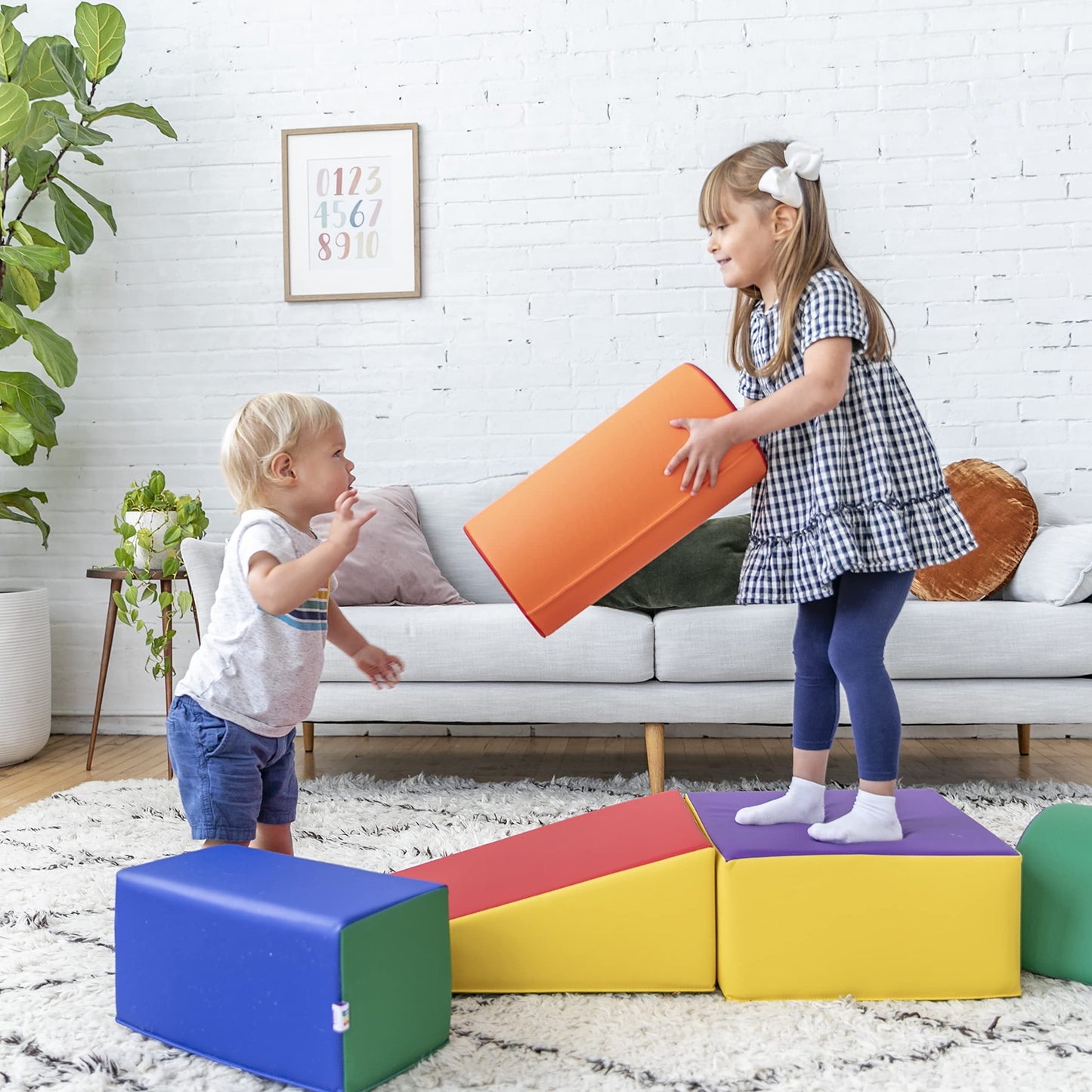 ECR4Kids SoftZone Climb and Crawl Playset, Building Blocks, Assorted, 5-Piece