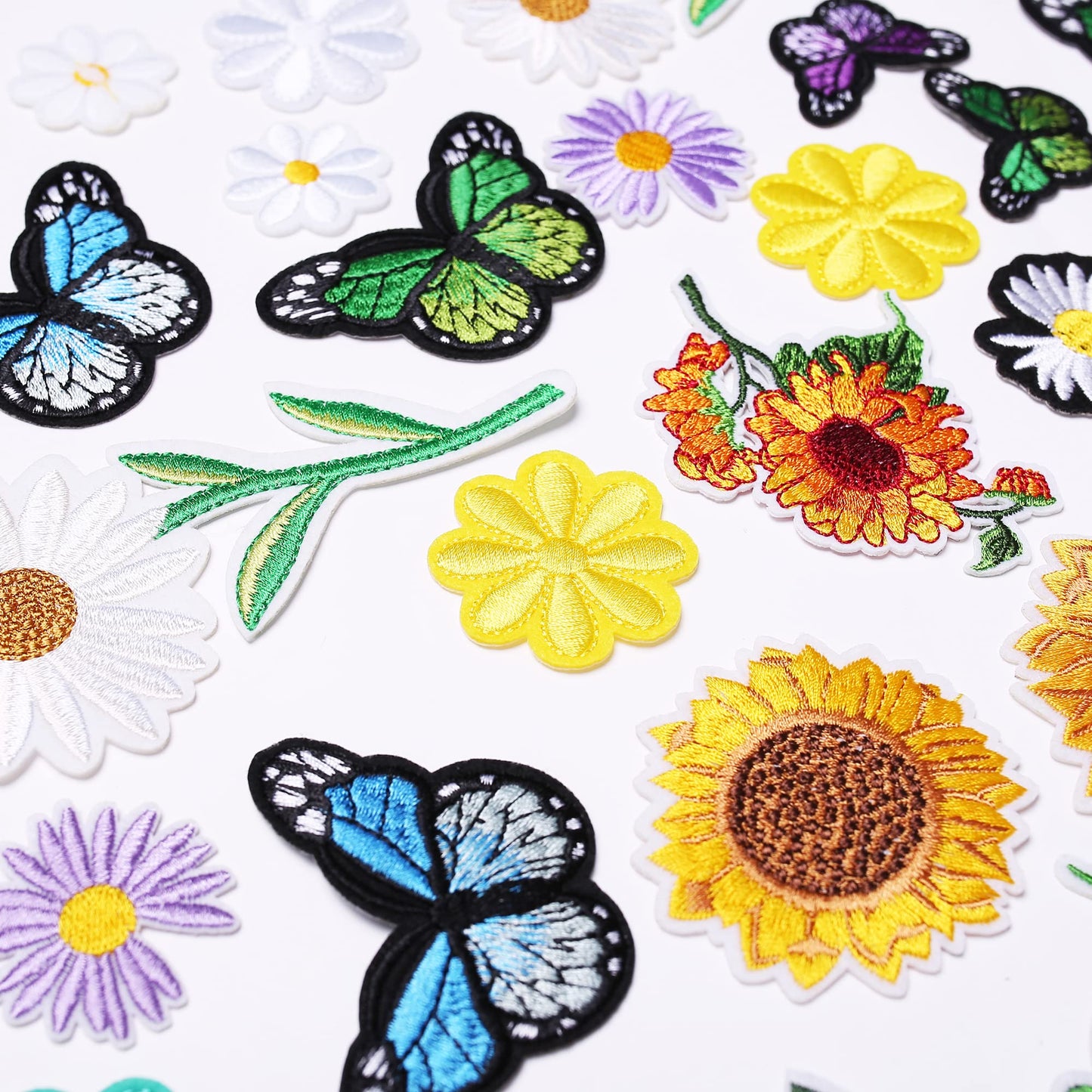 AXEN 42pcs Butterfly and Flower Iron on Patches, Flower Themed Patches Embroidered Applique for Clothing, Jackets, Hats, Backpacks, Jeans