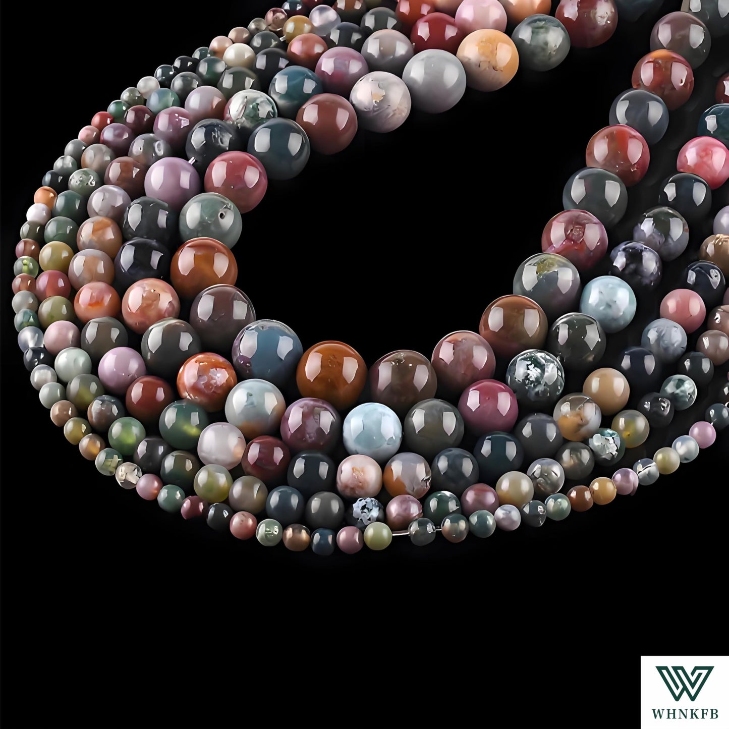 WHNKFB 8mm 50PCS Natural Indian Agate Round Beads, Smooth Polished Loose Stone Beads for Jewelry Making Craft - 4mm 6mm 8mm 10mm Options with Free Elastic Cord