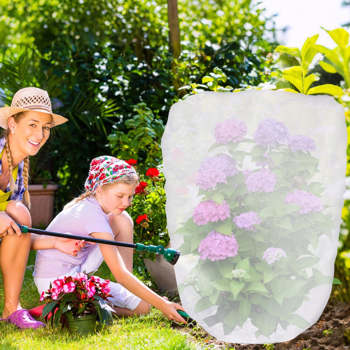 DECOHS 2 Pcs Garden Plant Shade Cover with Drawstring, 3.3 x 2.6 Ft Garden Shade Sun Protection Plant Covers, White Light Refraction Fruit Tree Sunshade Cloth for Protect Plants from Direct Sunlight