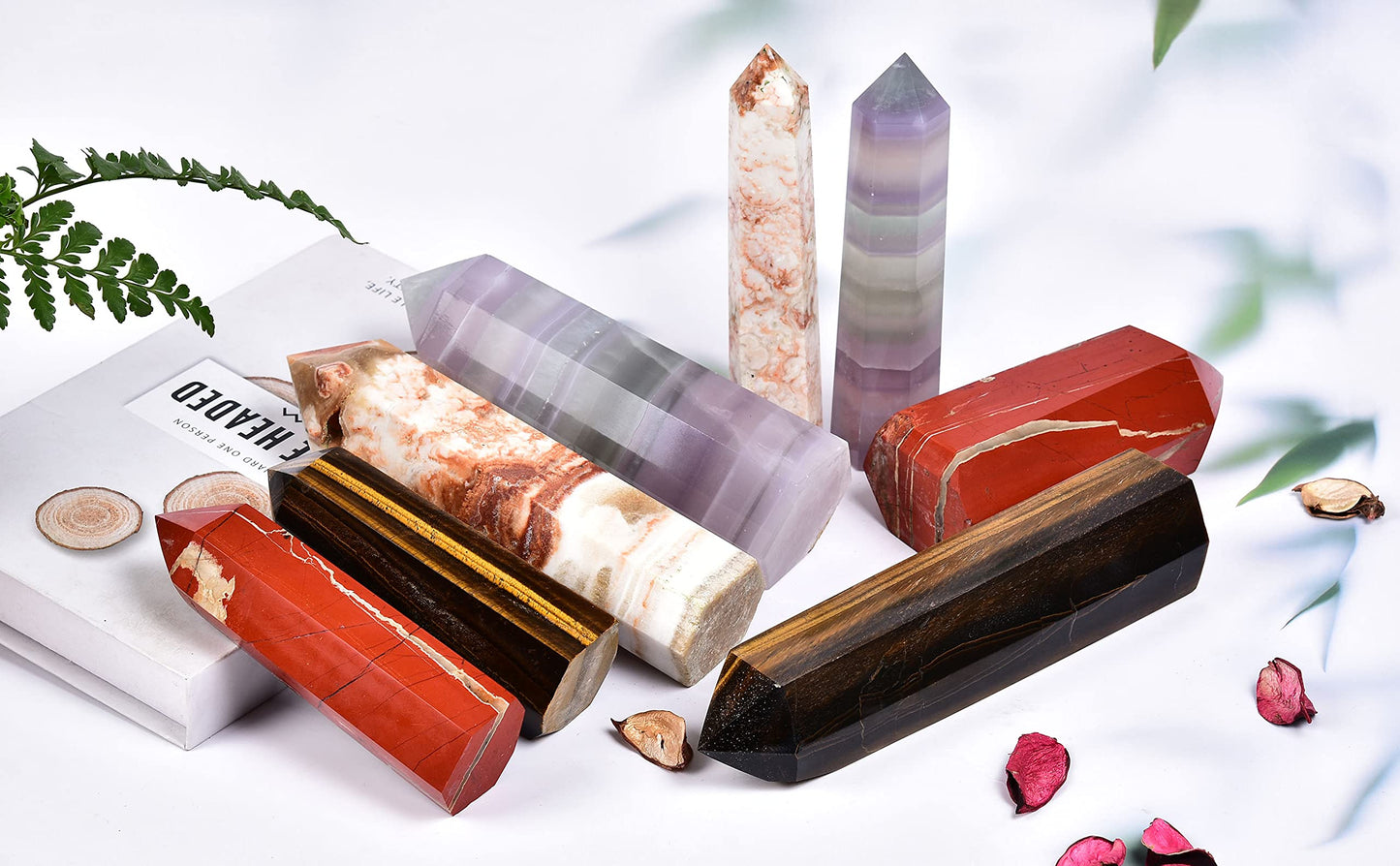 AMOYSTONE Red Jasper Obelisk Large Healing Crystal Wand Tower 6 Faceted Column Reiki Chakra Meditation Therapy 1.1-1.7 LBS
