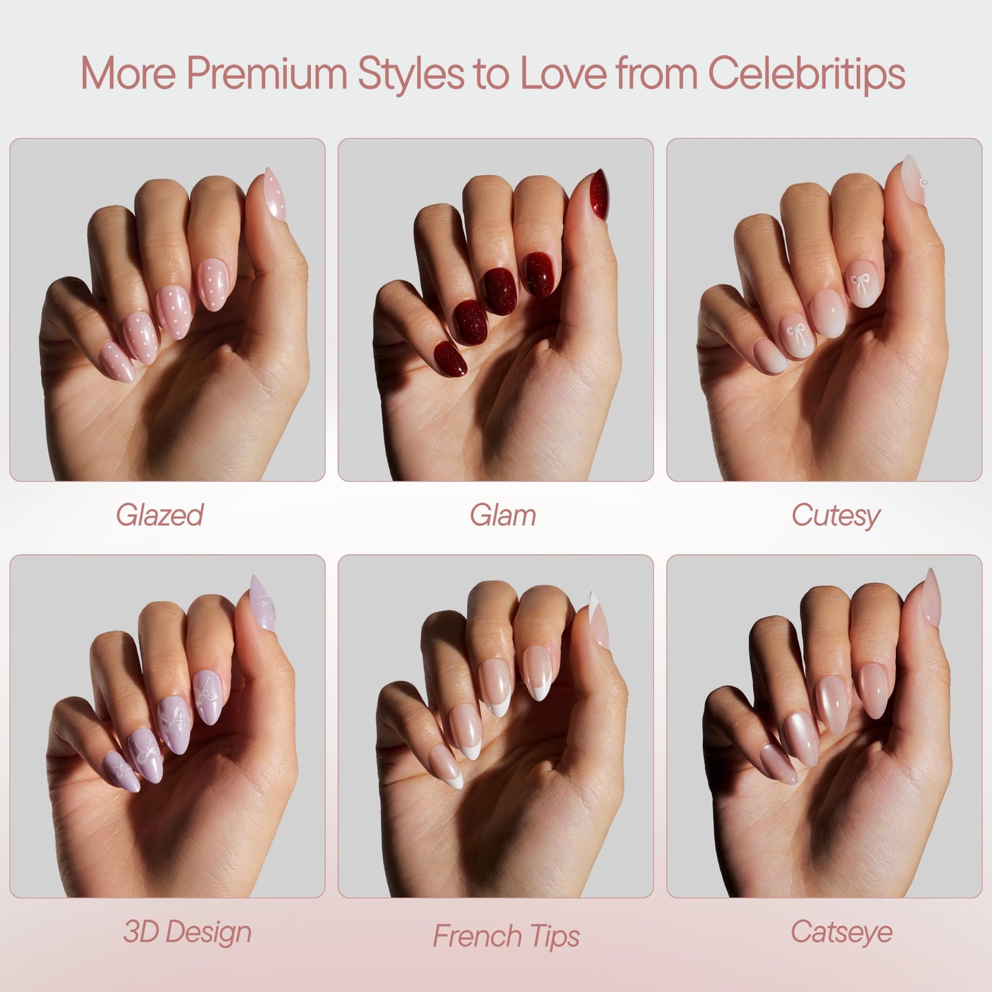 Celebritips Nail Art Press-Ons | Short Almond Nails, Reusable | 16 sizes - 32 Nails Kit with Super-hold Nail Glue and Sticky Tabs (Golden Water Fairy)
