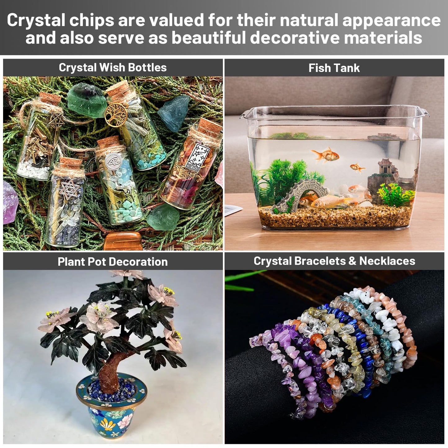 1.1lb Natural Crushed Green Phantom Quartz Crystal Tumbled Chips-Healing Crystals Chips Bulk, Crushed Crystal Gemstones for Crafts, Beautiful Package for Gift