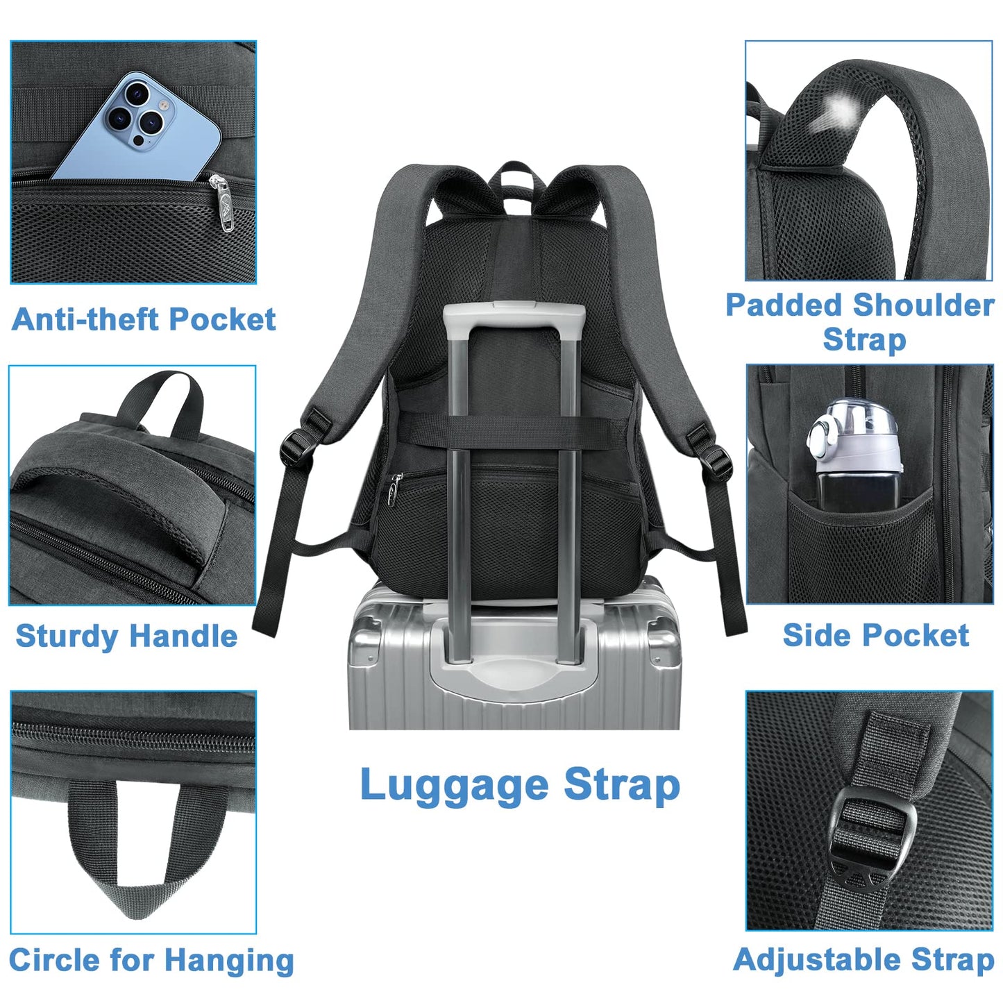 MATEIN Lunch Backpack for Men Work, Sturdy 17 Inch Laptop Backpack with Lunch Compartment, Water Resistant Work Bag with Padded Straps, Anti Theft Computer Back Pack for Office Commute College