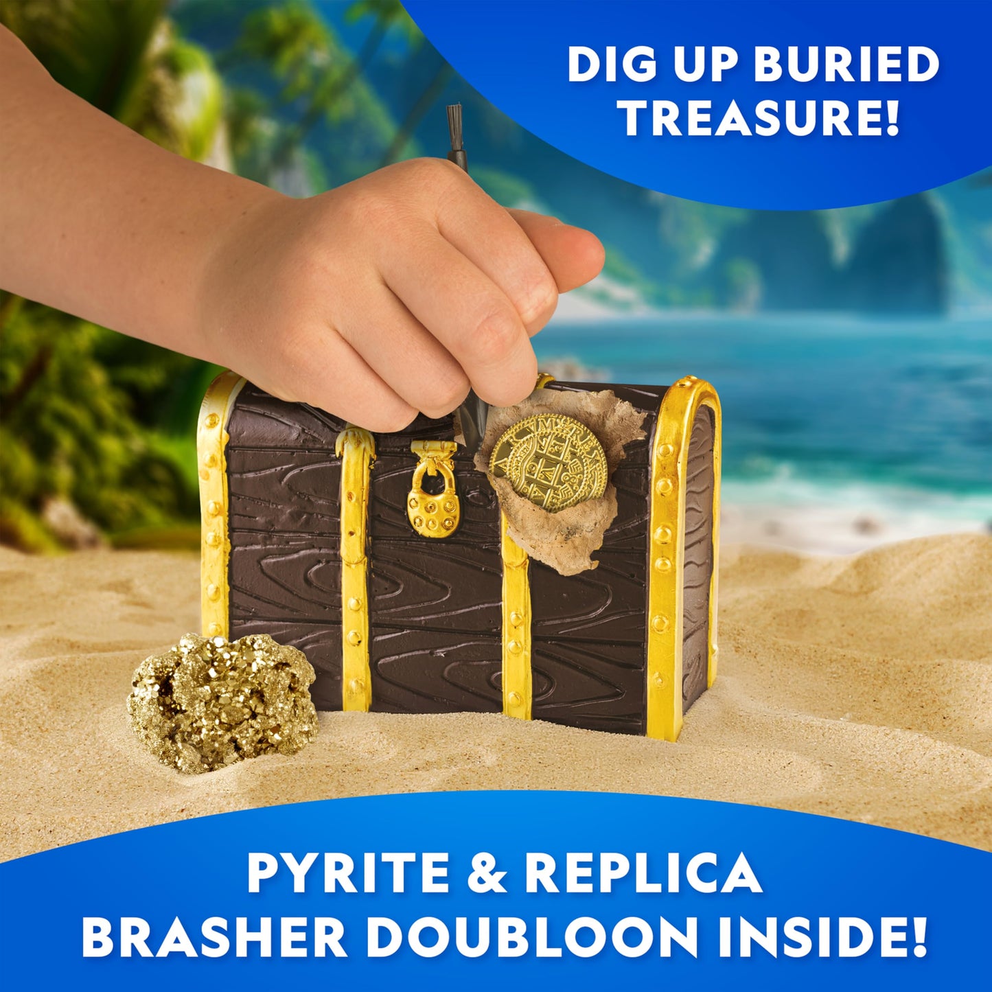 National Geographic Pirate Adventure Activity Kit – Dig for Treasure, Make a Pirate Hat & Map, Includes Spyglass, Compass, Replica Doubloon & Pyrite, STEM Toys, Telescope for Kids
