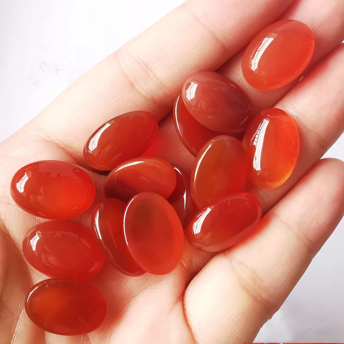 Bacatgem 7 Pcs Carnelian Oval Cabochons Flatback Crystal Stone Gemstones Beads for Jewelry Making DIY,18x13mm