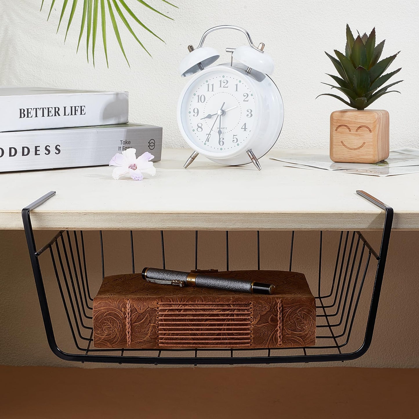 INTERWARM 8 Pcs Under Shelf Wire Basket, Slide-in Baskets Organizer for Kitchen Pantry Desk Bookshelf, Cabinet Baskets Organizer 12.2x8.66x5.1Inch for Kitchen, Office, Pantry(Black and White)