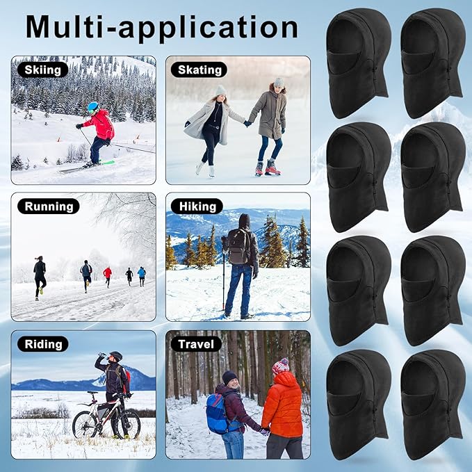 Frienda 8 Pcs Balaclava Ski Mask Men Windproof Warmer Face Covers Adjustable Winter Mask for Men Women