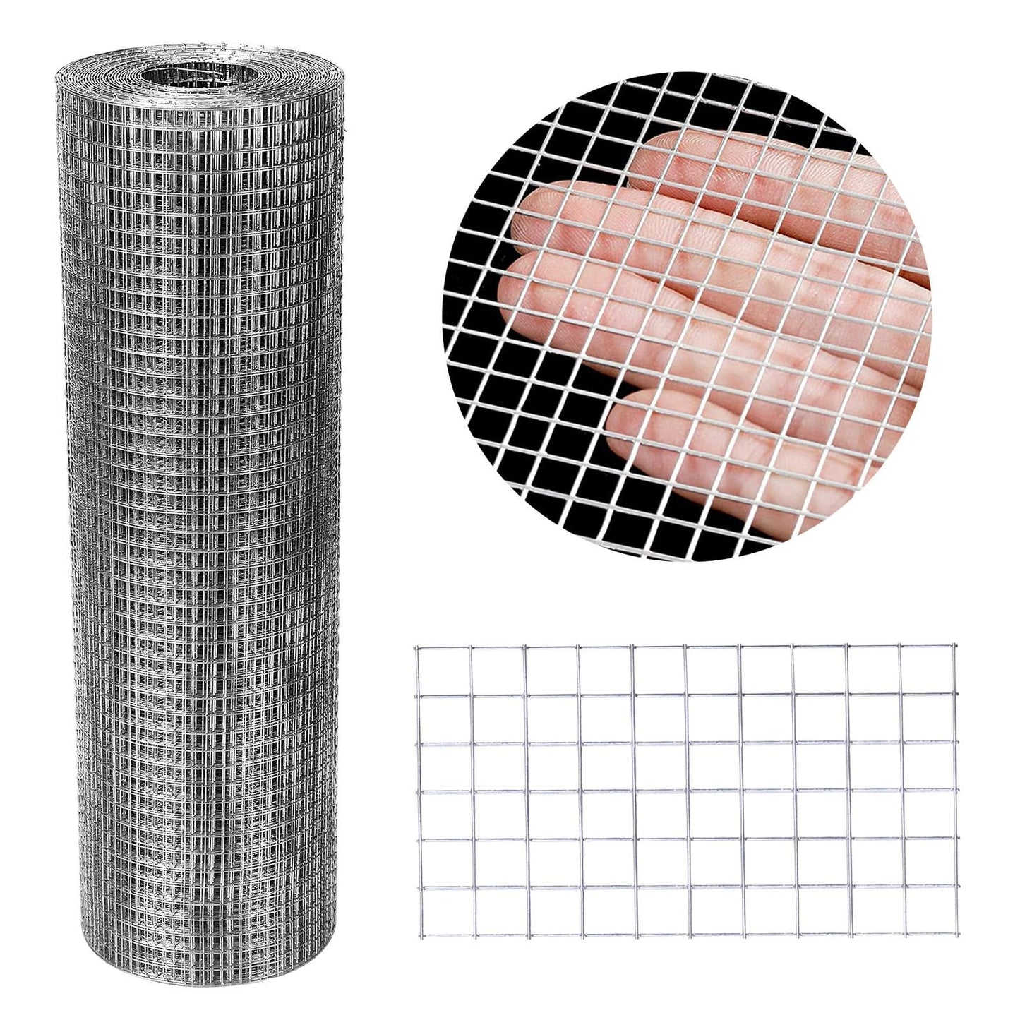 Hardware Cloth 12'' x 10' 1/4 in Galvanized Wire Mesh Roll (23 GA) Chicken Wire Fence Roll for Chicken Pen/coop Fences, Screen mesh, Rabbit/Snake Fences, Poultry enclosures, Handicraft Ma