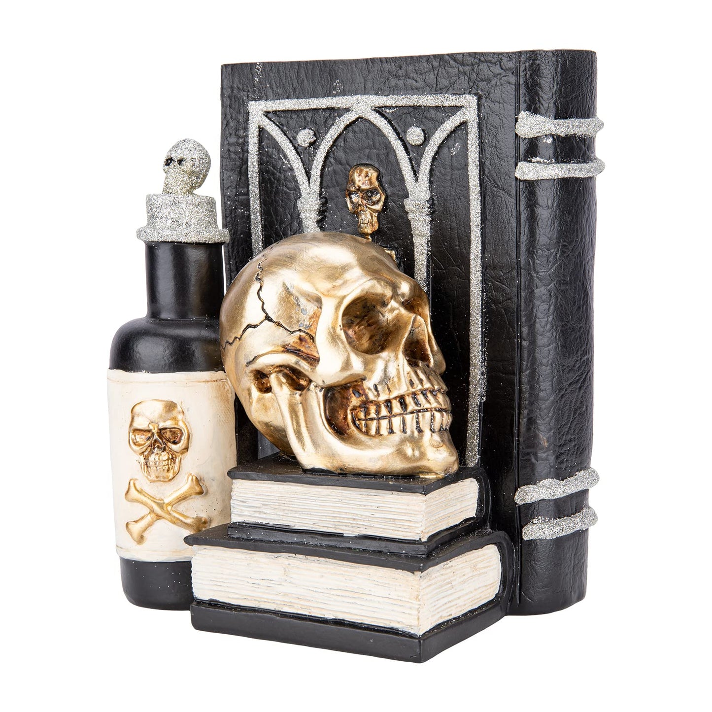 WONDER GARDEN Halloween Decorations Indoor Resin Halloween Skull Heads with Books Statue Head Sculptures Table Sign Decor for Party Home
