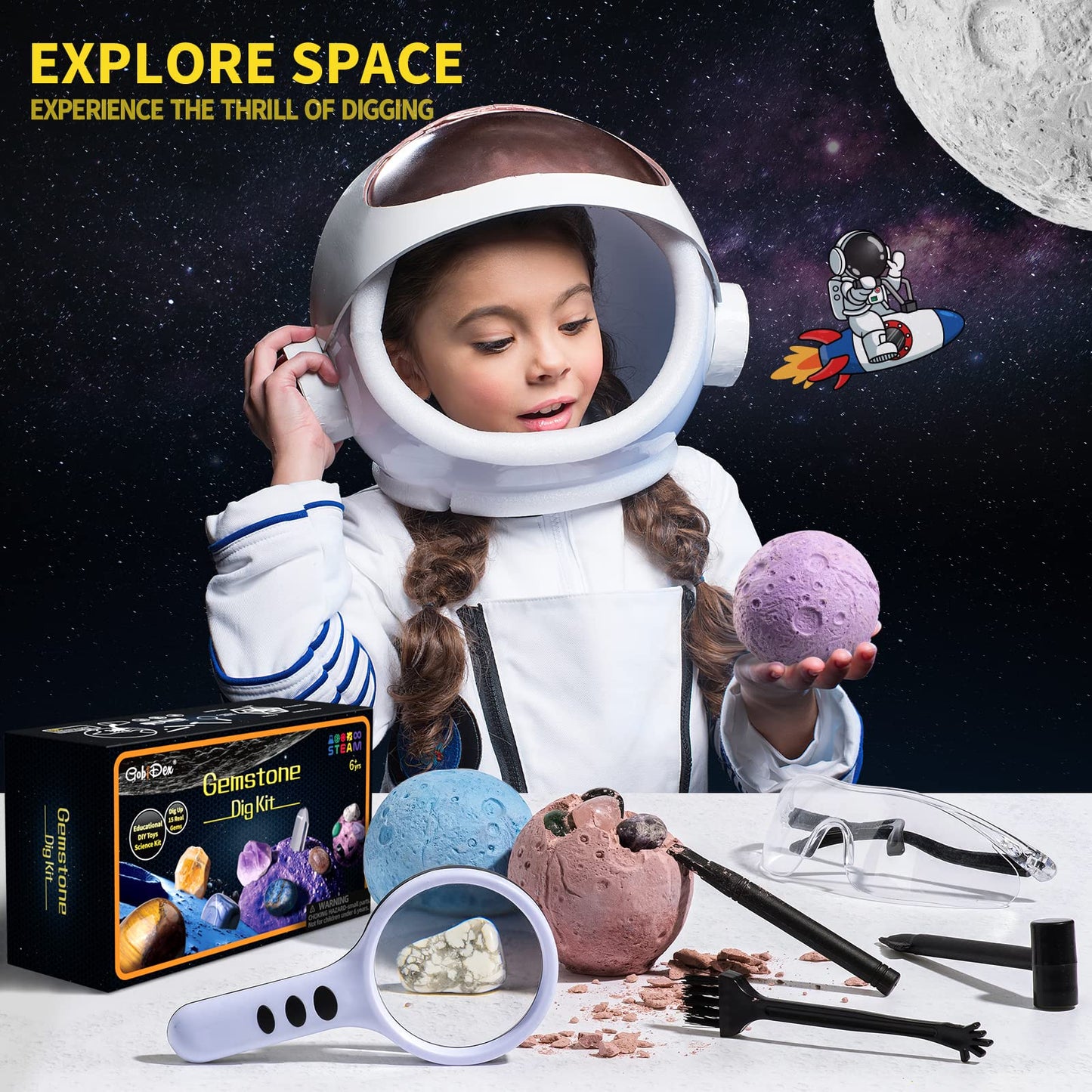 GobiDex Geodes Growing Science Kit & Gemstones Dig Kit, Science Kits for Kids Age 6-8-12, STEM Educational Science Toys Gift for Boys & Girls Age 6+
