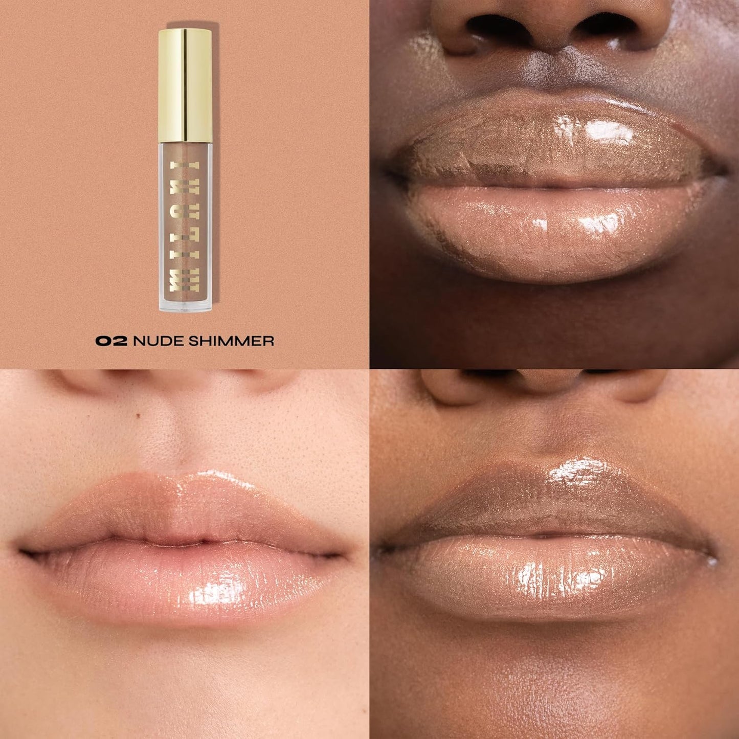 Milani Lip Gloss, Keep It Full Nourishing Lip Plumper with Hyaluronic Acid & Peptides for Soft, Fuller-Looking Lips (0.13 Fl. Oz.) Nude Shimmer