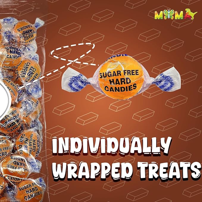 Sugar Free Butterscotch Hard Candy - 1 lb Delicious Bulk Candy Individually Wrapped - Gluten Free, Vegan, Keto Friendly Butterscotch Bag of Treats for Mima's Summer Mega Sale & Valentines Day