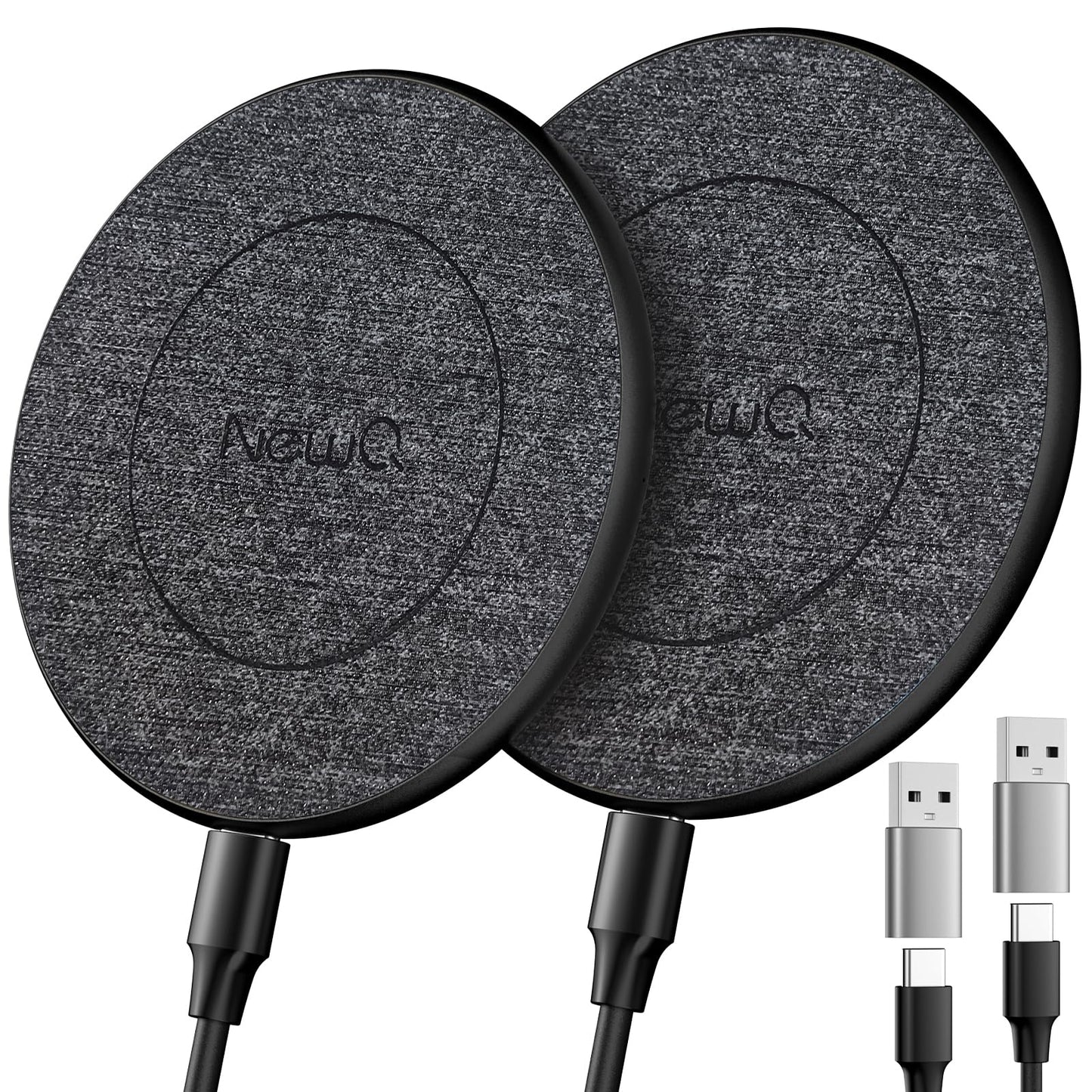 NewQ Wireless Charger, 15W Max Wireless Charging Pad for iPhone 17 16 15 14 13 12 11Mini/SE/Pro/Max/Plus, Samsung Galaxy S23/S22/S21/S20/S10/S9/S8/S7/Note20/10/9/8, Air Pods/Pro/Galaxy Buds/+, 2 Packs