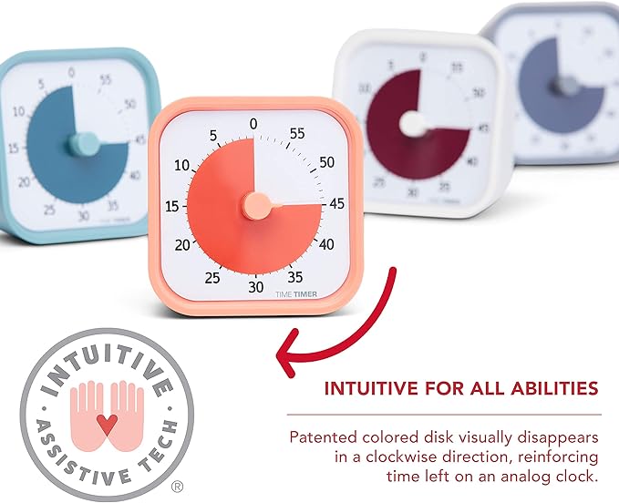 TIME TIMER Home MOD - 60 Minute Kids Visual Timer Home Edition - for Homeschool Supplies Study Tool, Timer for Kids Desk, Office Desk and Meetings with Silent Operation (Lake Day Blue)