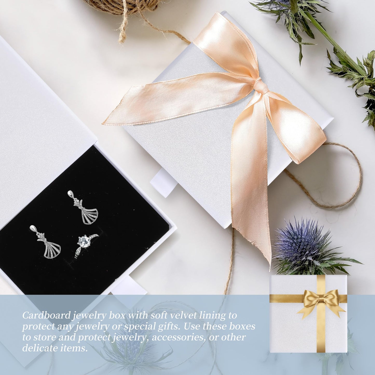 MATUFF Jewelry Gift Boxes, 10 Pack 3.5" × 3.5" x 1" Sponge Fill Cardboard Jewelry Box Bulk, Drawer Style Small Gift Boxes for Necklace Pendant Bracelet Ring Earring Display and Storage, White