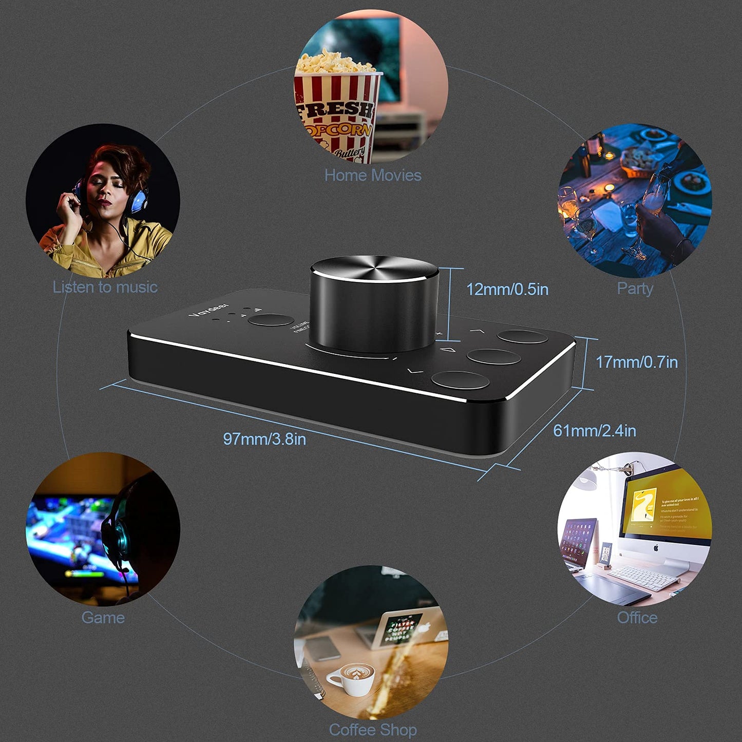 VAYDEER Volume Control Knob with One-Click Mute Function and 3 Volume Control Modes, USB Volume Knob Multimedia Controller for Win 7/8/10/Mac, Gift for Festivals Loved Ones