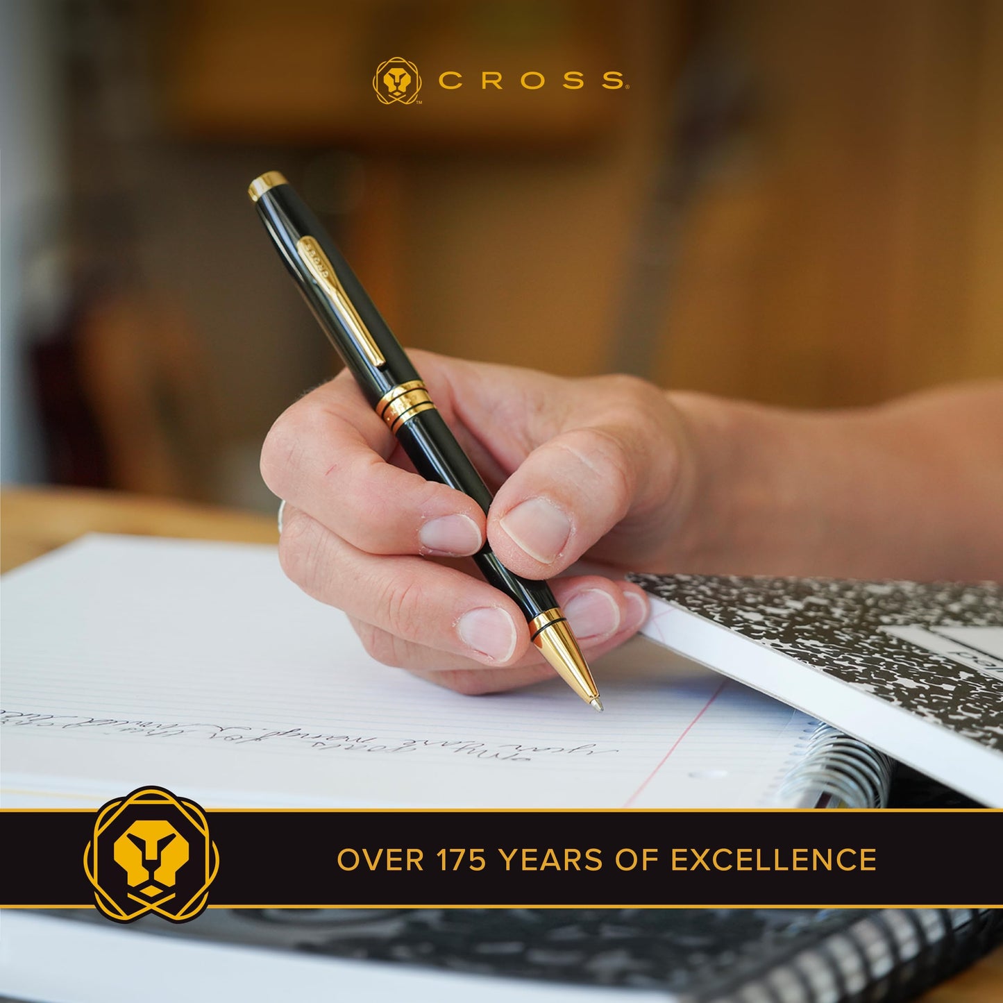 Cross Coventry Black Lacquer with Gold-Tone Ballpoint Pen - Refillable Pen for Smooth Writing - Professional, Elegant Accessory - Black Ink - Long-Lasting Use - Desk Essential - Gift-Ready