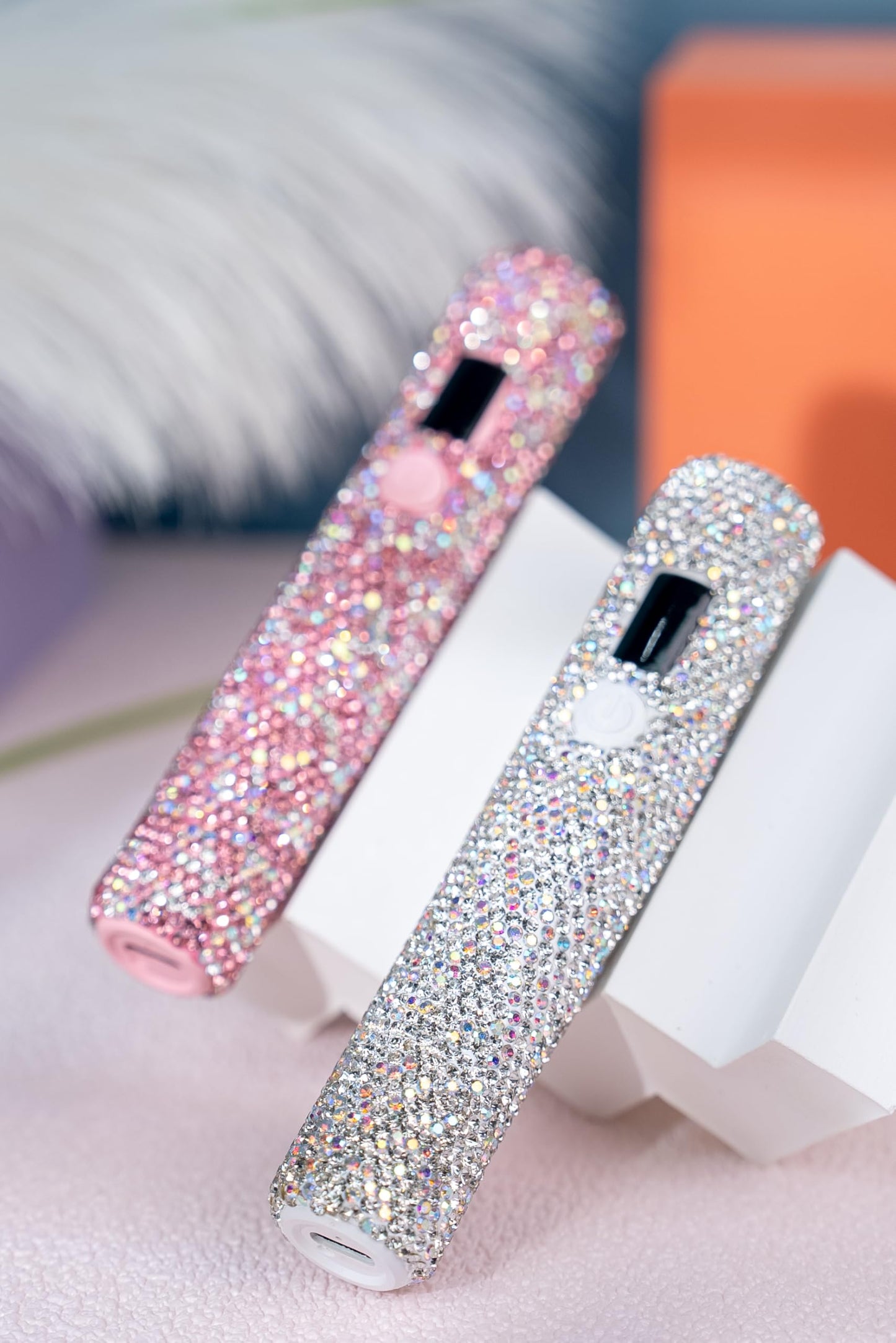 keeyada 3W Portable LED Nail Lamp with Sparkly Rhinestones, Handheld UV Light, Wireless Rechargeable USB Nail Dryer with Silicone Stamper, LCD Display Screen for Fast Curing Home DIY Manicure Pink