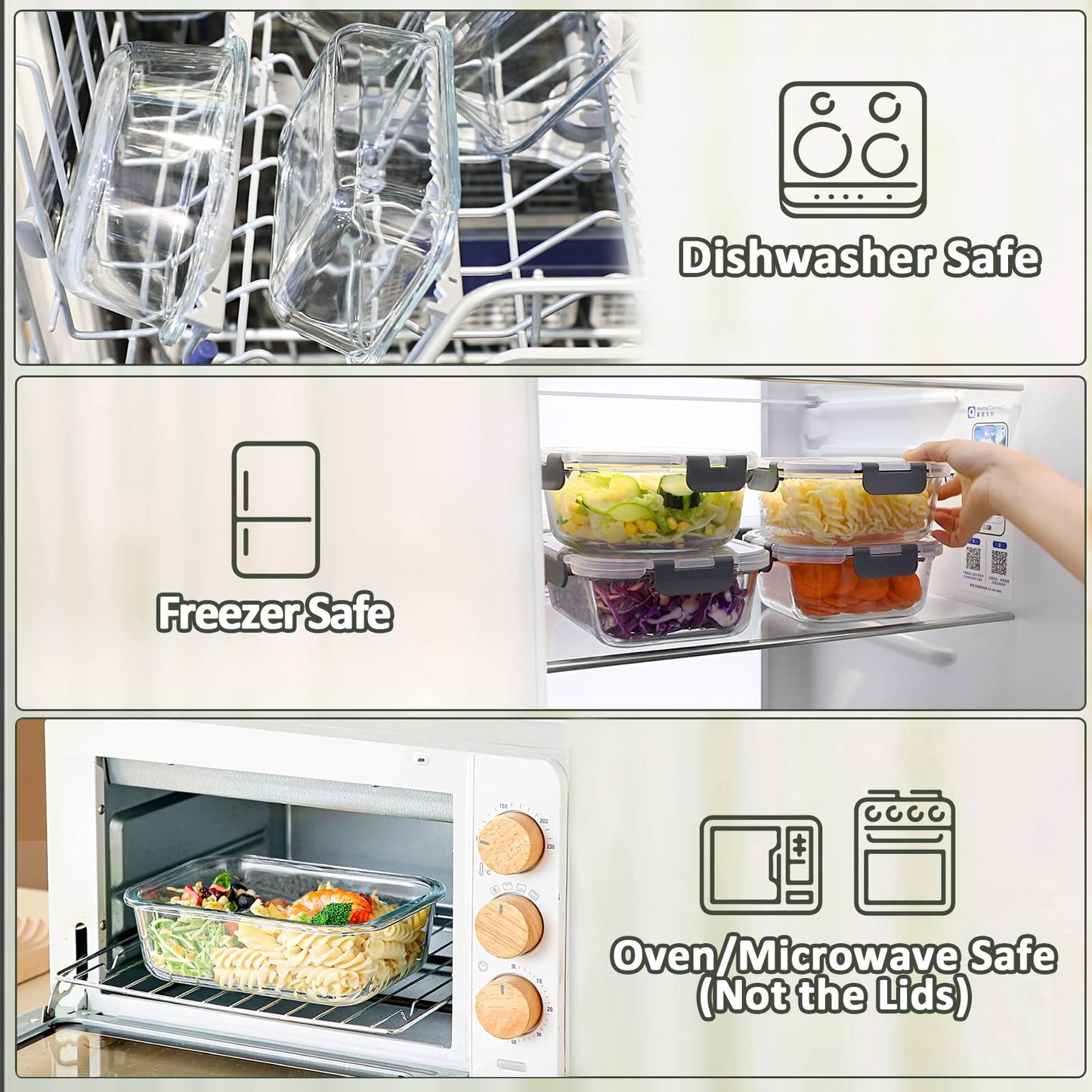 M MCIRCO [5-Packs, 36 Oz Glass Meal Prep Containers with Snap Locking Lids Glass Food Containers,Airtight Lunch Container,Microwave, Oven, Freezer and Dishwasher (4.5 Cup)