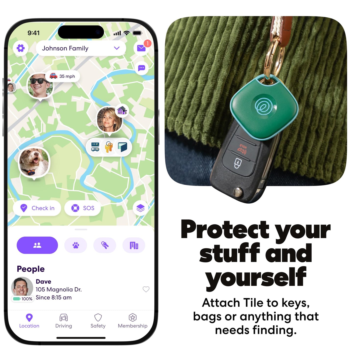 Life360 Tile - Bluetooth Tracker, Keys Finder and Item Locator for Keys, Bags and More. Phone Finder. Both iOS and Android Compatible. 1-Pack (Green Surf)