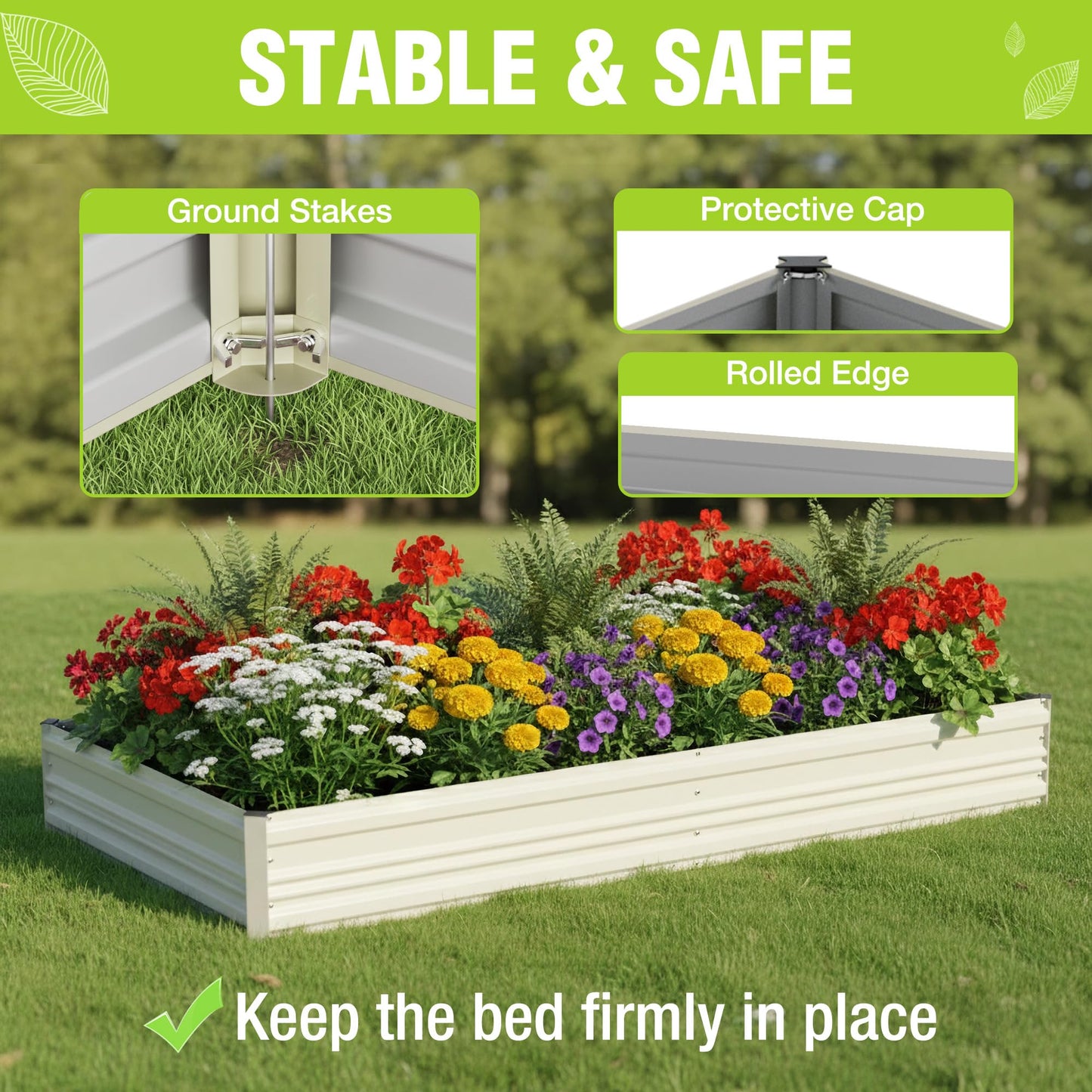 WORKPRO 2PK 7.5x4x1ft Outdoor Galvanized Raised Garden Bed, Rust-Resistant Planter Raised Beds for Vegetable, Flowers, Herbs, White