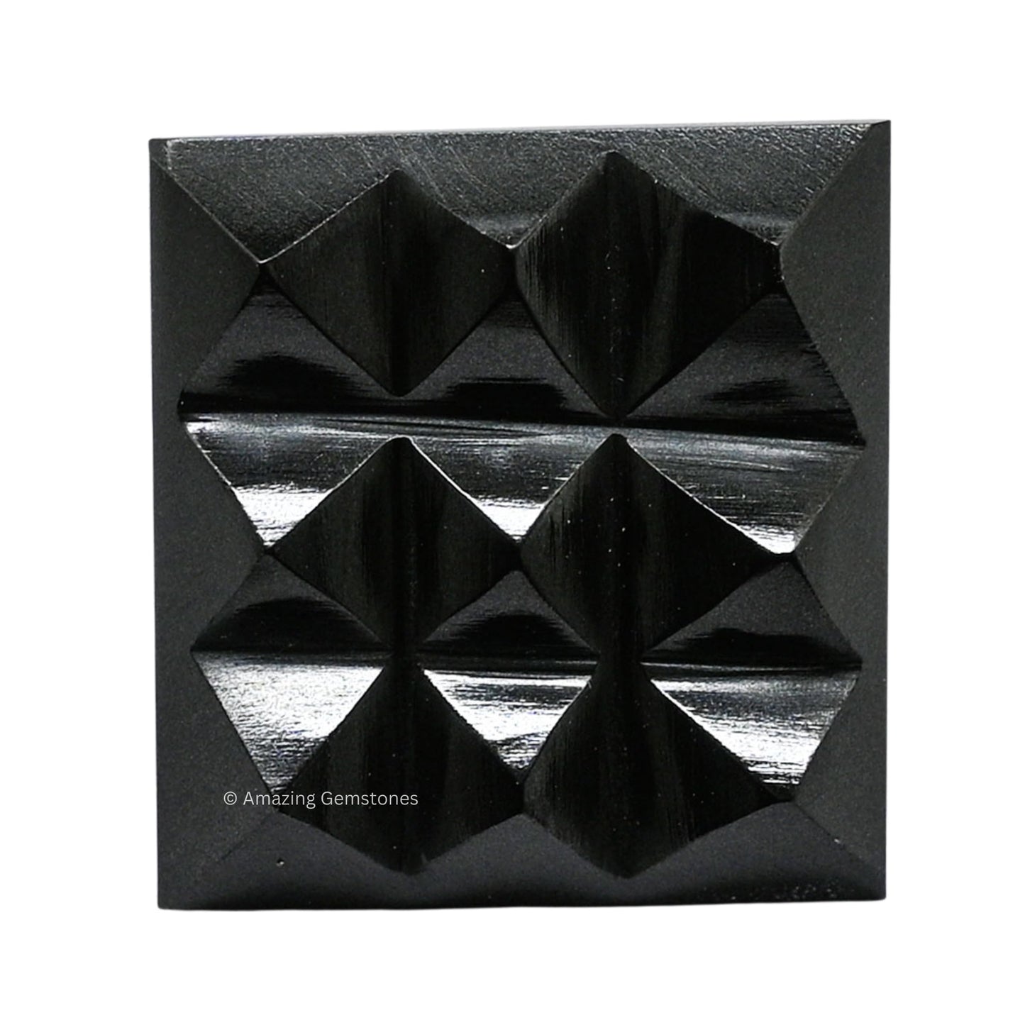 Amazing Gemstone Black Agate Crystal Pyramid with 9 Pyramid Plate Bottom - 1" Mini Pyramid Figurine of Natural Stone Pyramid for Meditation, Reiki, Chakra Balancing Vastu Pooja and Crystal Grids