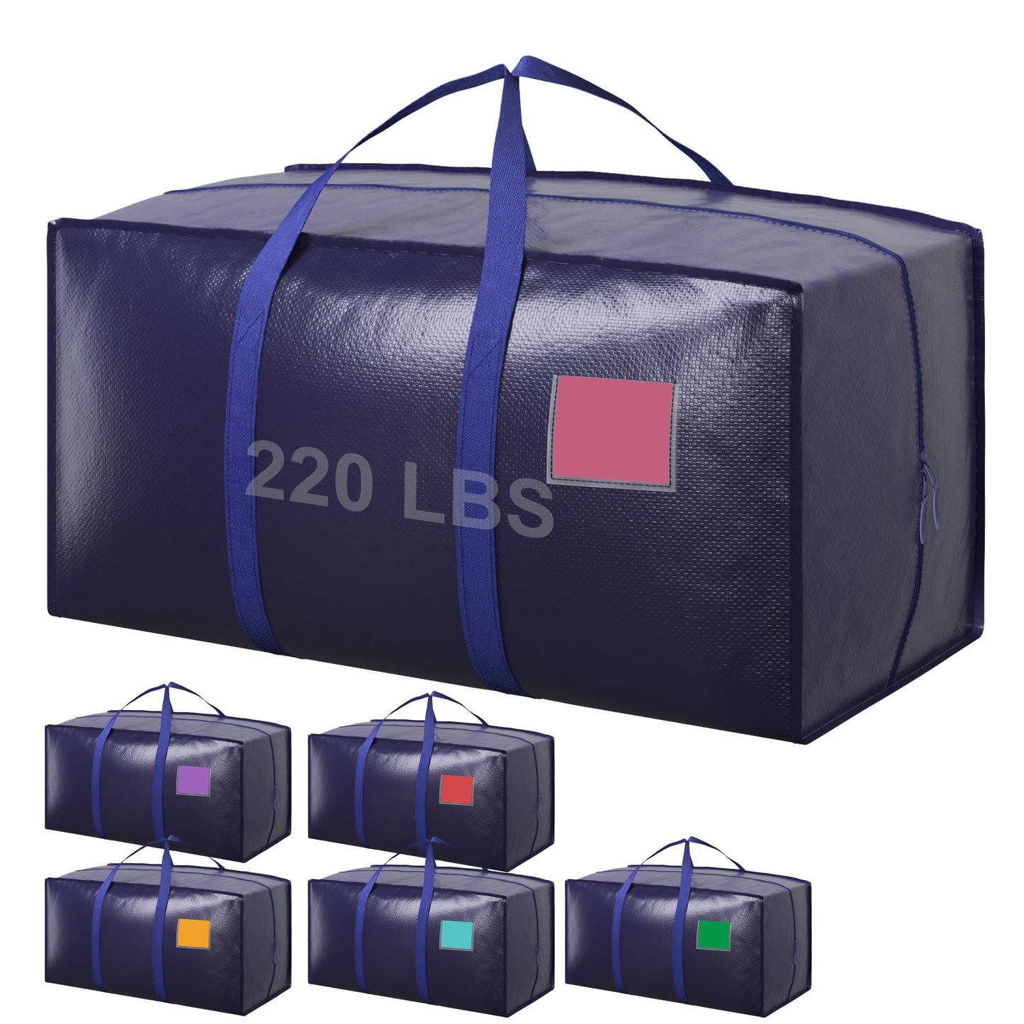 RMOHRO 6 Pack Moving Bags Heavy Duty 210GSM with Full-Open Side Zipper, 93L 65lbs Waterproof Foldable Storage Totes for College Dorm Move-In, Moving Boxes Alternative & Home Organization, Blue
