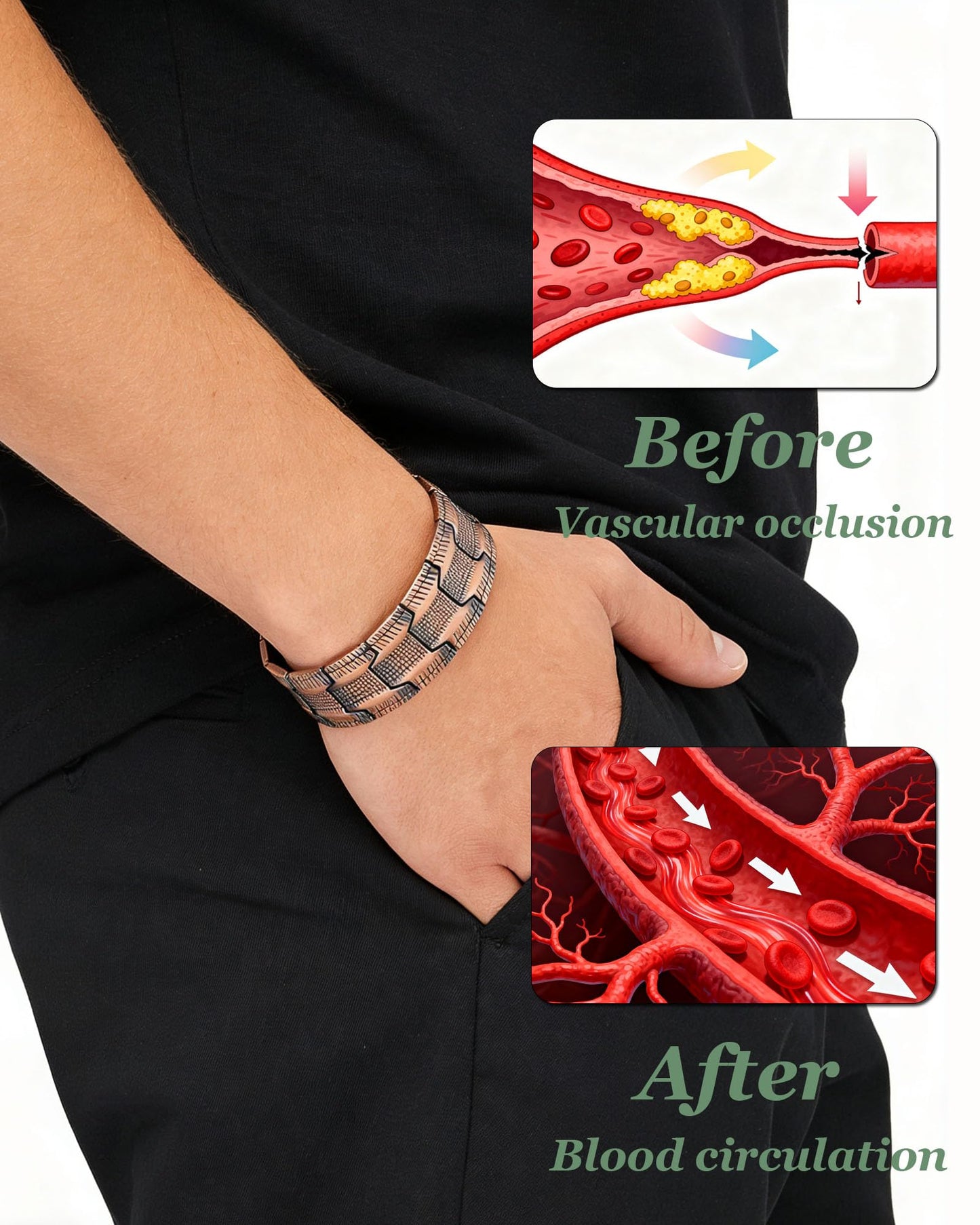 Krilicy 99% pure copper bracelet with ultra strength magnet, magnetic therapy bracelet