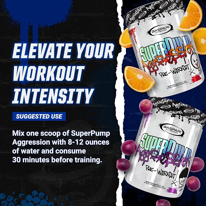 Gaspari Nutrition SuperPump Aggression Pre-Workout: Energy, Focus, Endurance, Recovery, Creatine and Caffeine (25 Servings, Berry Berry Angry)