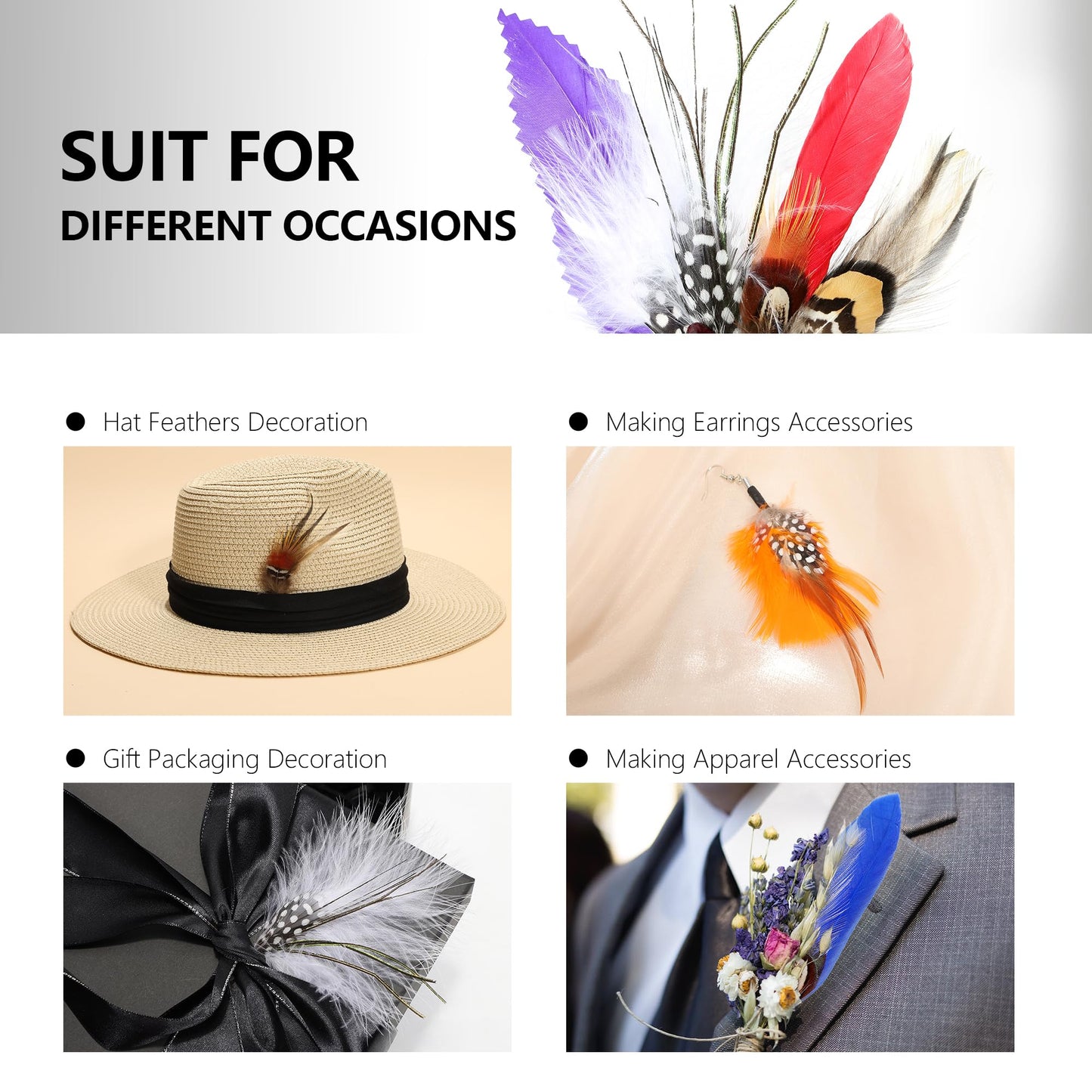 SendyFeather Hat Feathers 30 Styles Natural Assorted Feathers for Fedora Hats Accessories DIY Craft,Western Cowboy Hats,Christmas Party Hats,Oktoberfest Hats