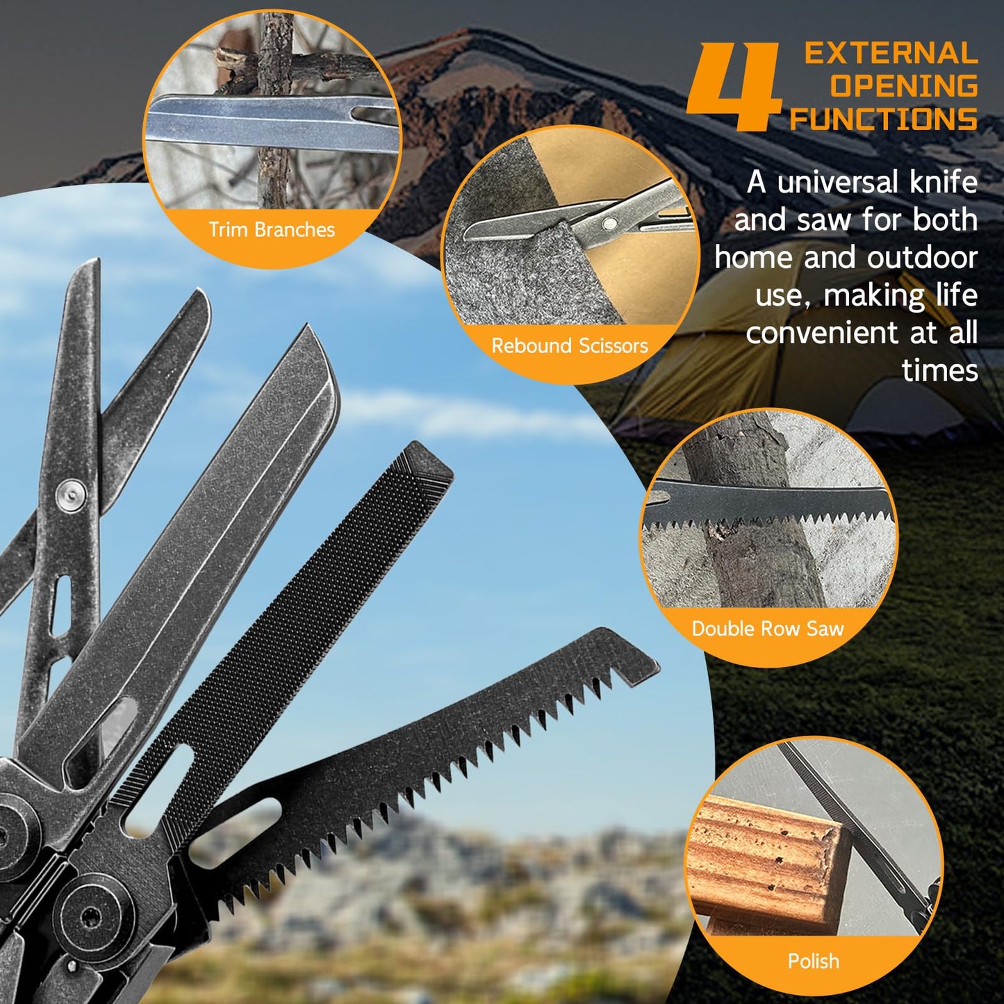 34-in-1 Multitool Pliers with Scissors,Bottle Opener, Allen Wrench,Rope Cutters,File, Saw, Screwdrivers,Stainless Steel Multi Tool with Carrying Pouch Ideal for Camping Survival & Gift for Dad Him Men