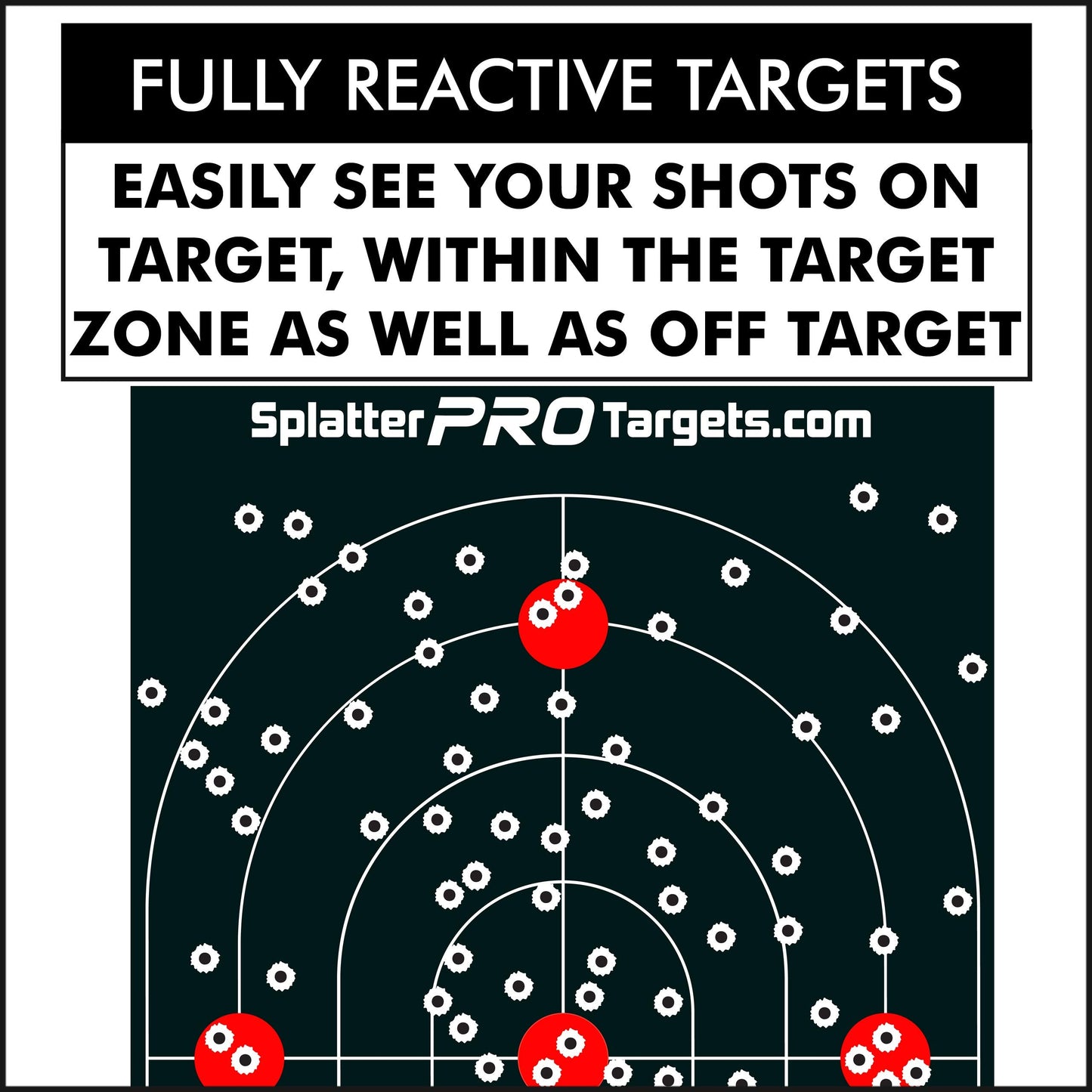 12x18 Splatter Targets. Shots Burst Bright White Upon Impact. Instantly See Your Shots. Ultimate Contrast with White on Black. (25)