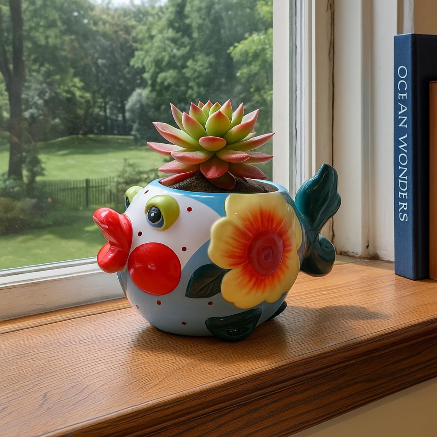 Blue Sky Ceramic Fish 8“ Planter