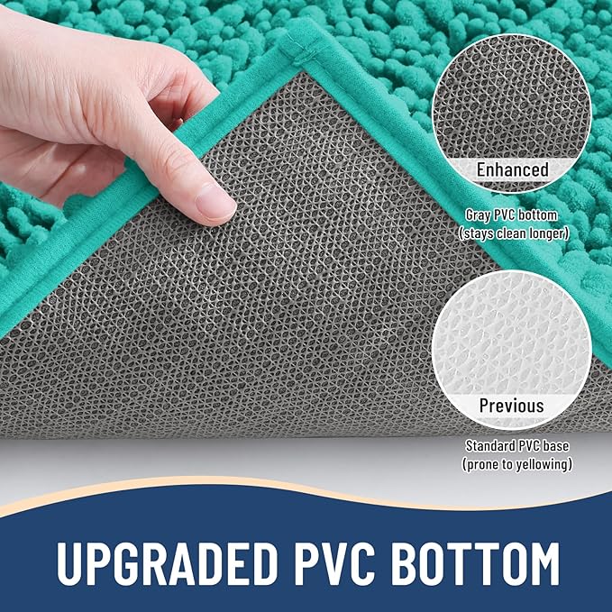 Arotive Luxury Chenille Bathroom Rug Mat, Extra Soft Thick Absorbent Shaggy Bath Rugs, Non-Slip Machine Wash Dry, Plush Bath Mats for Bathroom, Shower and Tub, 36x24, Teal