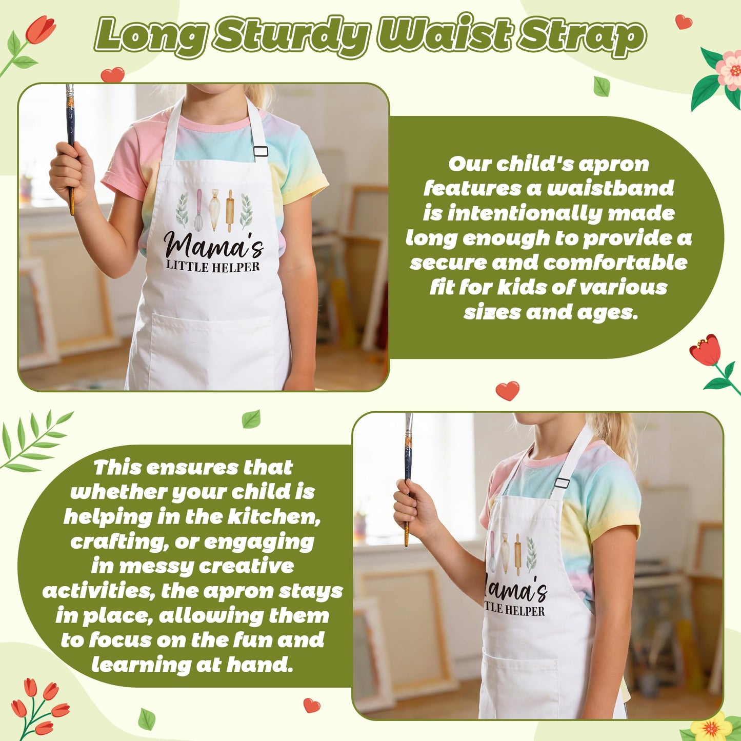 R HORSE 2Pcs Adults Kids Matching Apron Set, Mama and Me Adjustable Kitchen Apron with 2 Pockets, Mommy and Me Matching Outfits Mother’s Day Gift for Mom Women Daughter Cooking Baking Painting Gifts