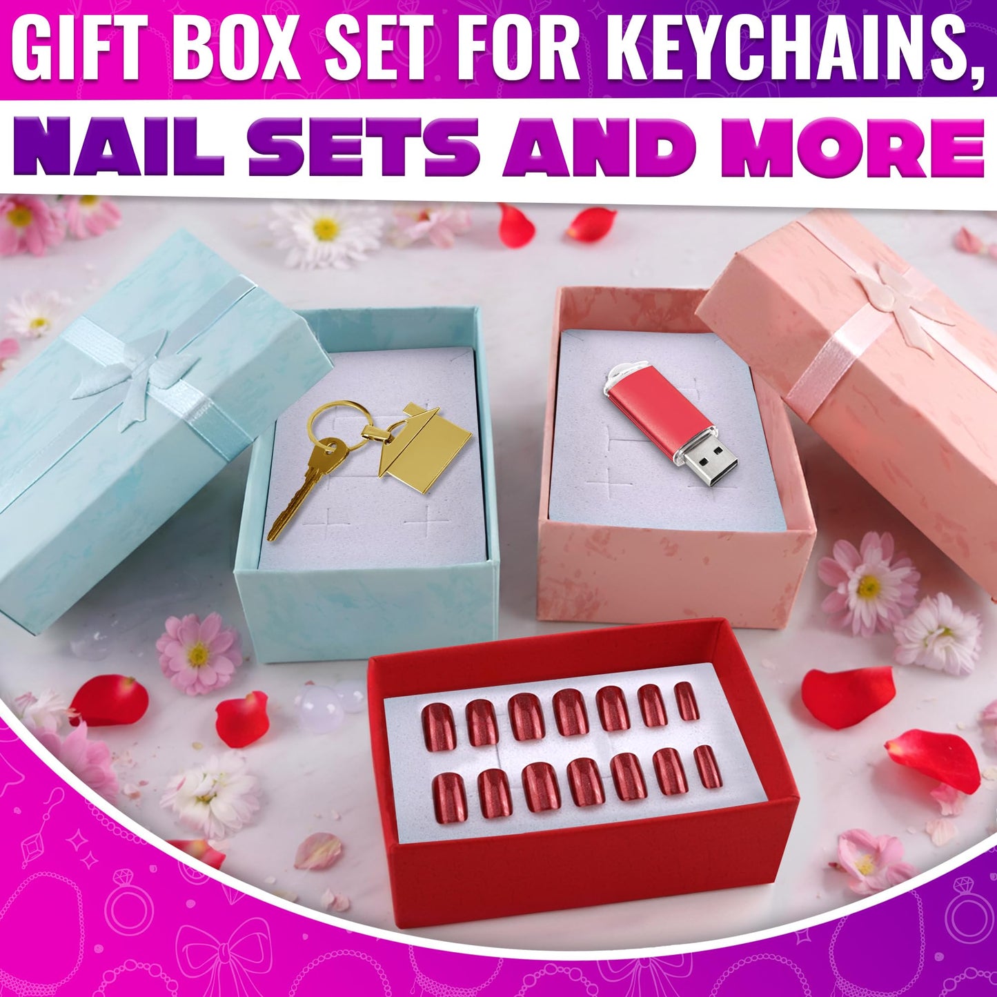 KETAR 24 Pack Small Jewelry Gift Boxes with Bows — 4 Color Options, Cardboard Paper Earring, Necklace and Bracelet Gift Box with Foam Insert — Birthday, Wedding and Mother’s Day | 3.2" X 2" X 1.06"