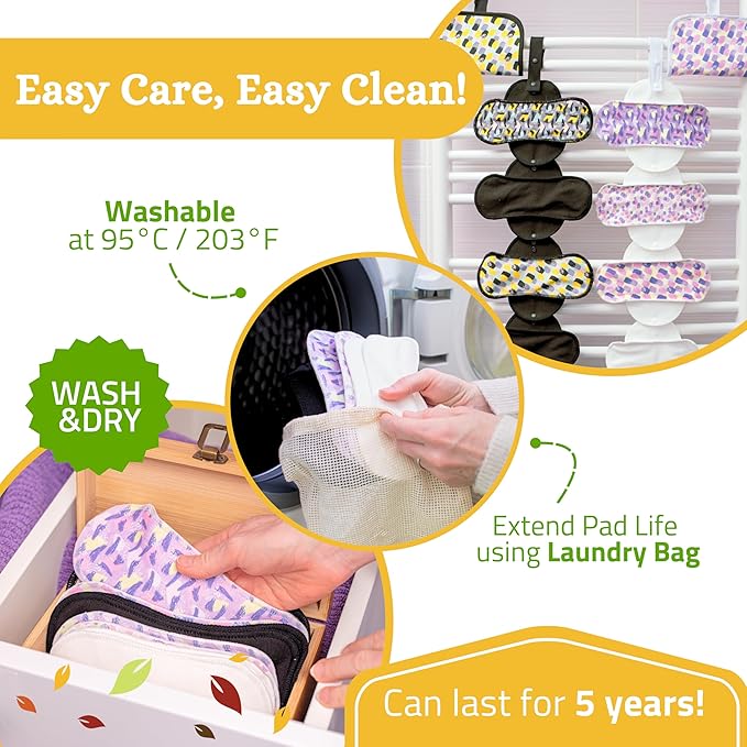 Non-Slip Organic Reusable Panty Liners for Women & Teens (Small, 7-Pack); High-Temp Washable Cotton Cloth Liners; Stay Fresh & Dry, for Daily Vaginal Discharge Only; 100% Breathable (no PUL/TPU)