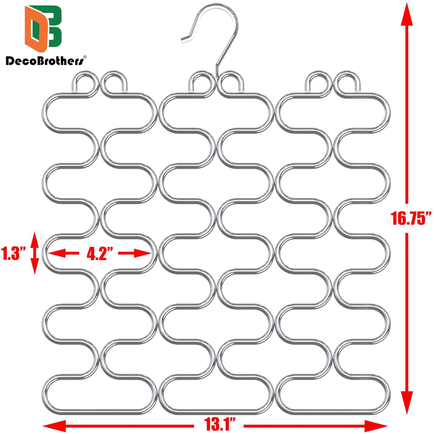 Deco Brothers Scarf Hanger for Closet, 23 Loop, Chrome