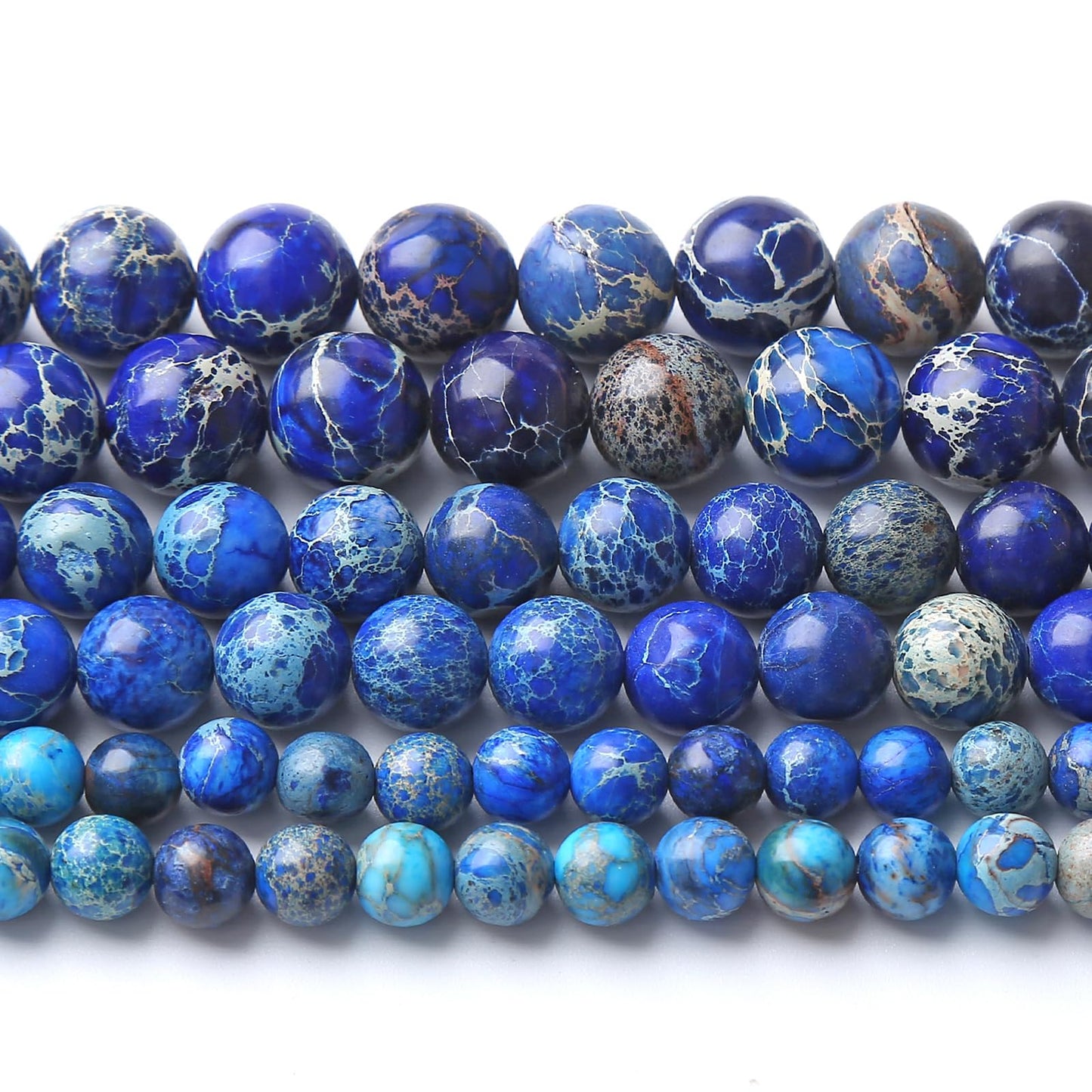 8MM 45PCS Natural Stone Blue Sea Sediment Jasper Loose Beads for Jewelry Making DIY Bracelet