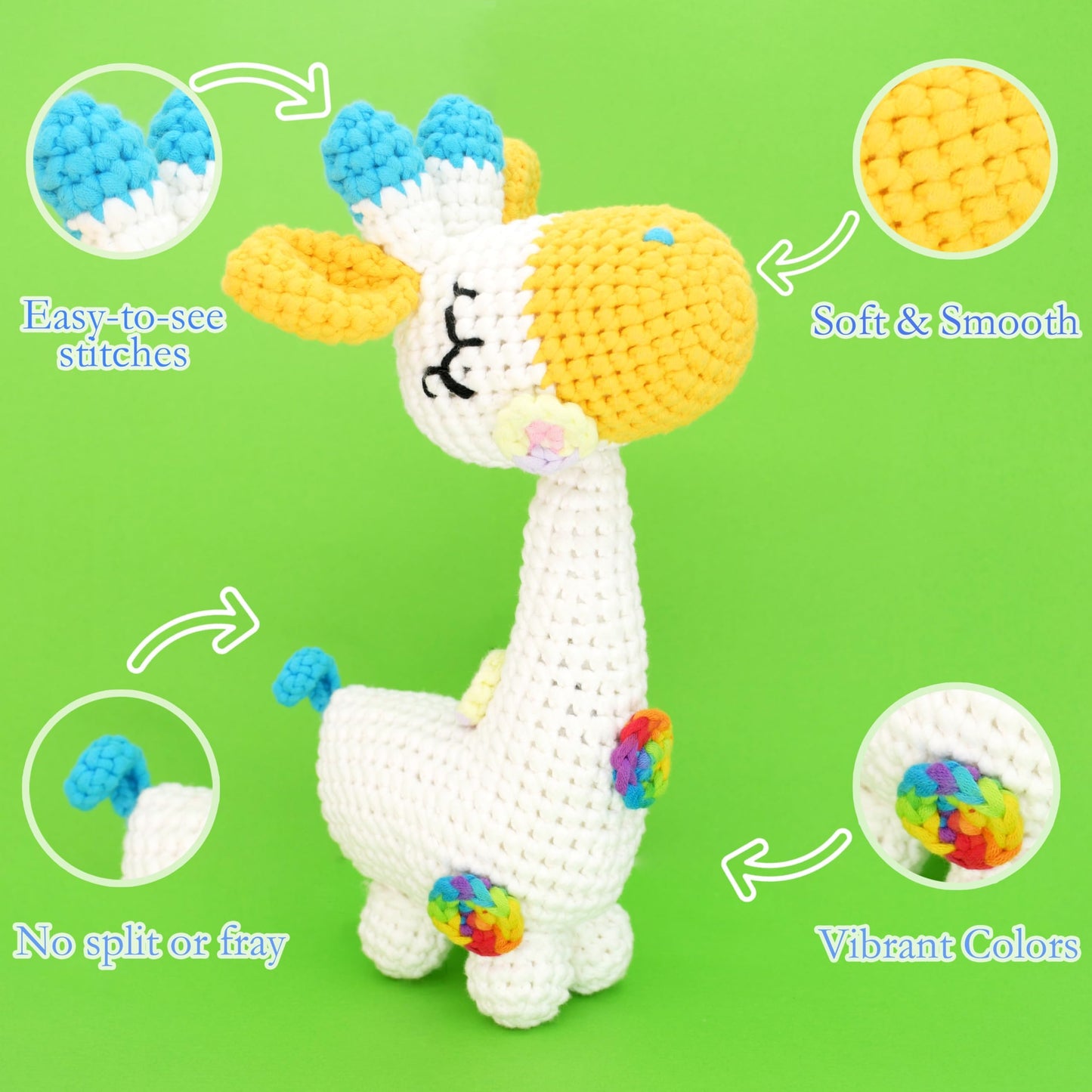 6 Pack Beginners Crochet Yarn Cotton for Beginners Crocheting and Knitting Cotton Nylon Blend Easy Yarn for Beginner Crochet Kit-Bright Series