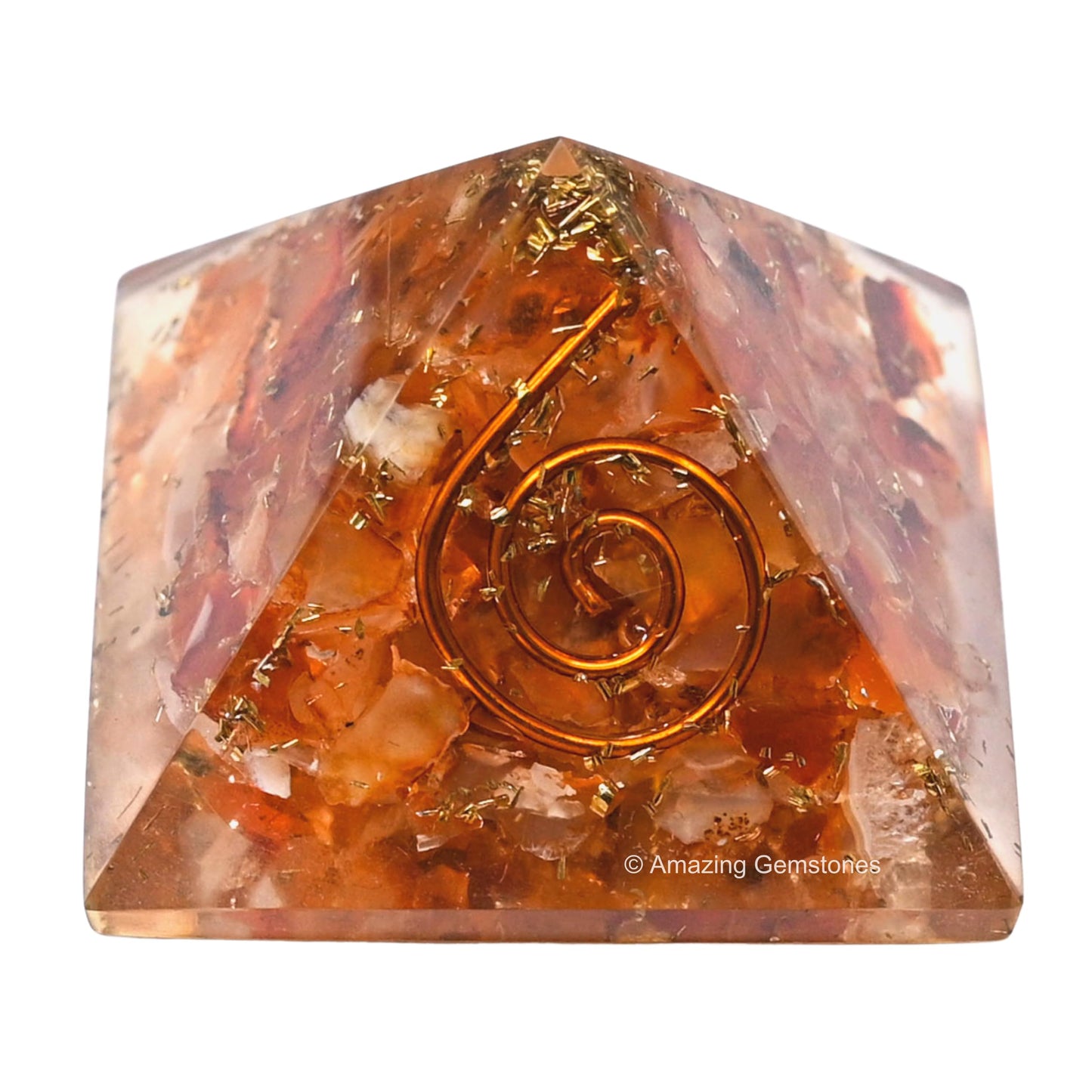 Amazing Gemstone Carnelian Orgone Pyramid - 30mm Small Orgonite Pyramids with Crystals and Healing Stones - Authentic Organite Gifts