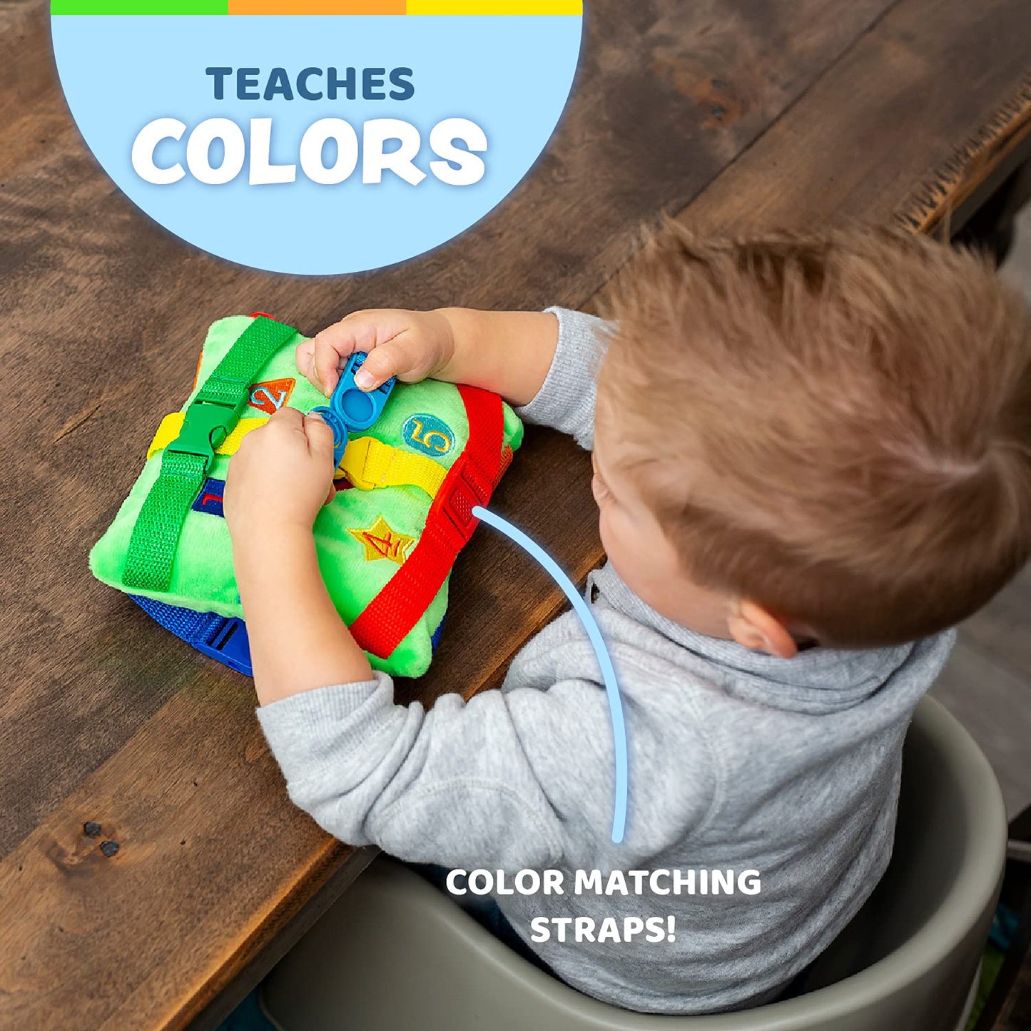 Buckle Toys - Buster Square - Learning Activity Toy - Develop Fine Motor Skills and Problem Solving - Easy Travel Toy - Educational Classroom Must Have